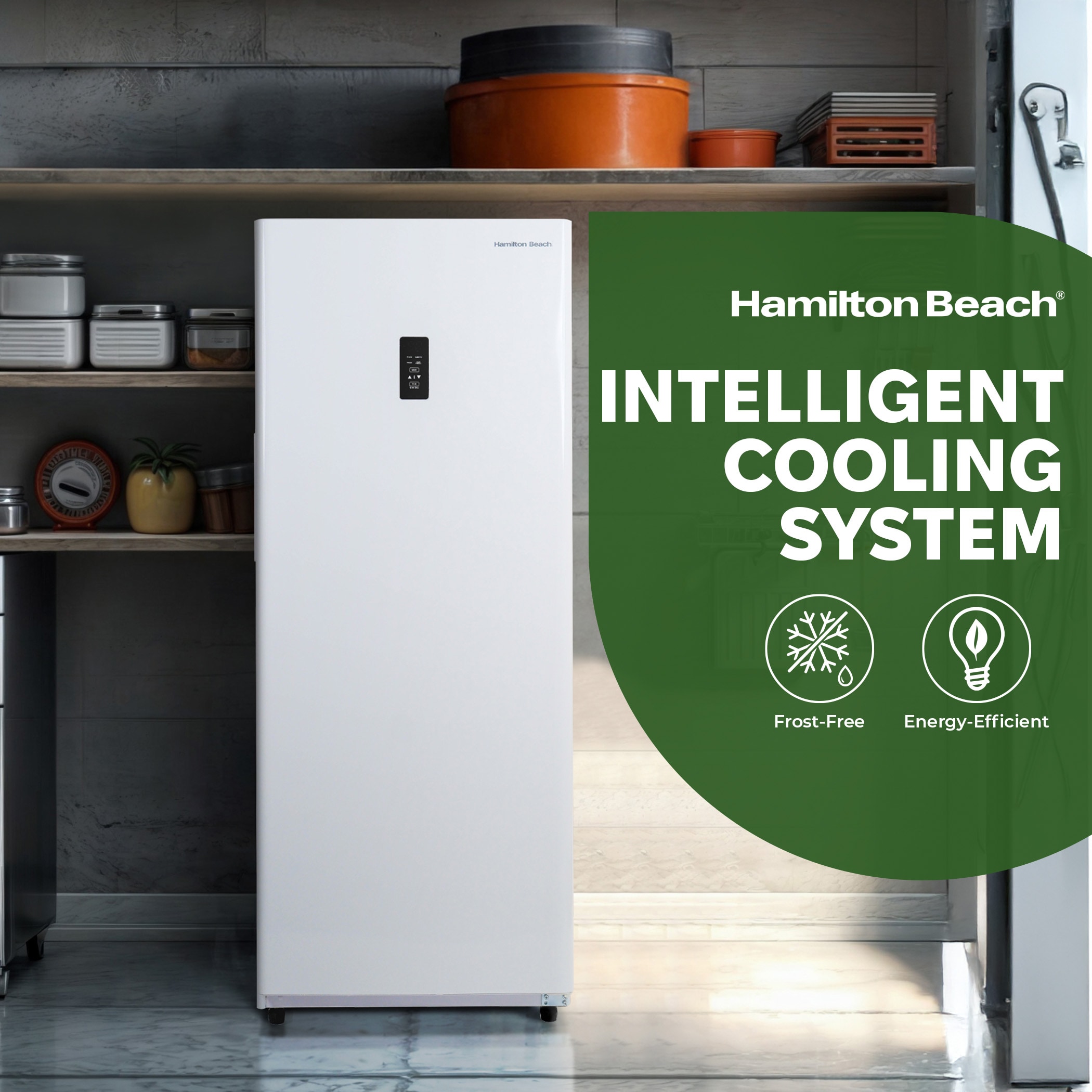 Congelador/Refrigerador Vertical Convertible Hamilton Beach de 14 pies cúbicos, listo para garaje, congelador vertical sin escarcha (Blanco) HBFRF1494-BLANCO