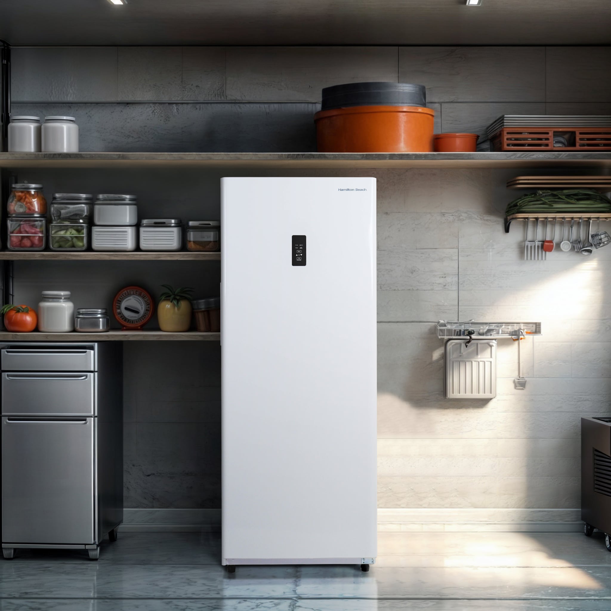Congelador/Refrigerador Vertical Convertible Hamilton Beach de 14 pies cúbicos, listo para garaje, congelador vertical sin escarcha (Blanco) HBFRF1494-BLANCO
