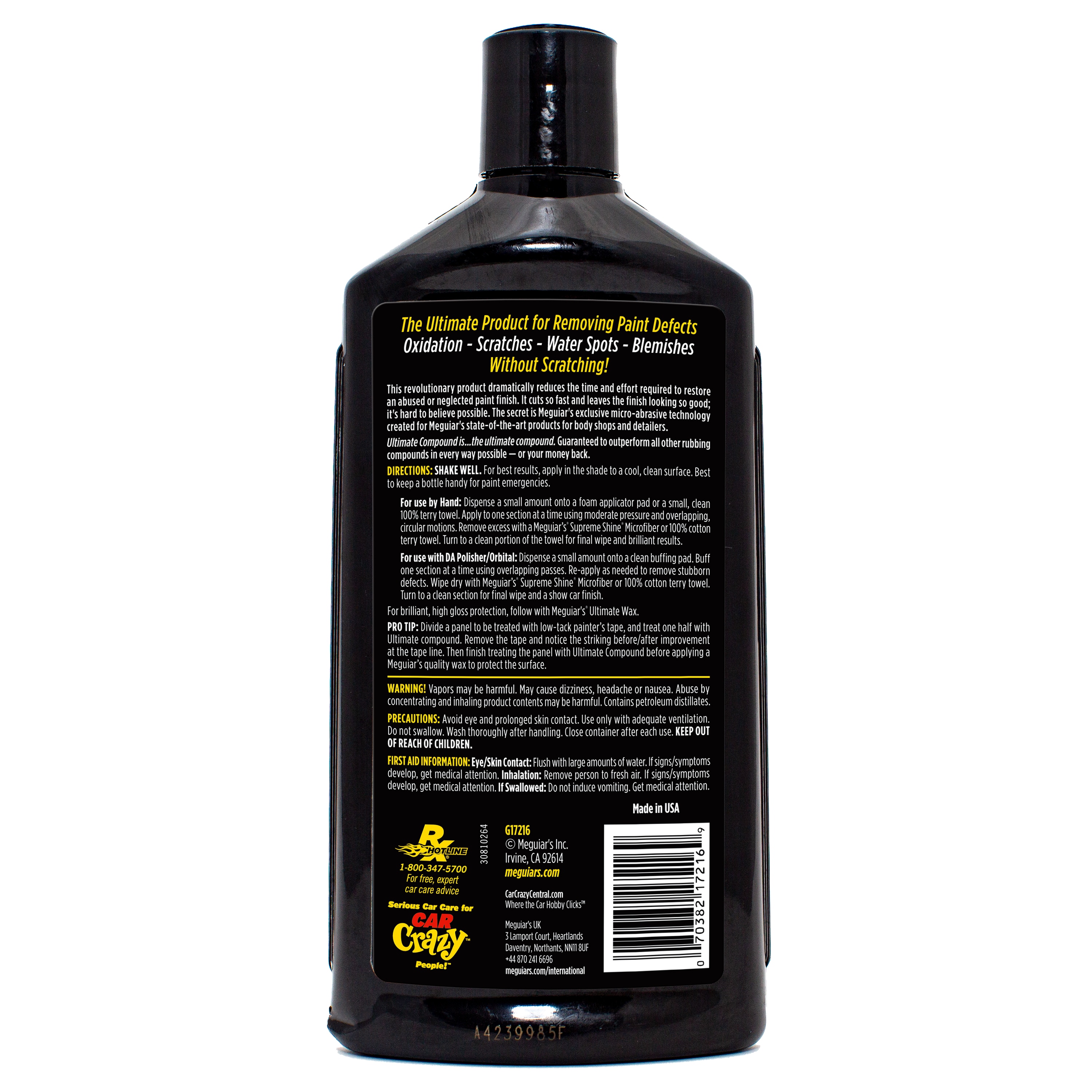 Meguiar's Ultimate Compound 15.2 Onzas Líquidas para Lavado Exterior de Coche G17216