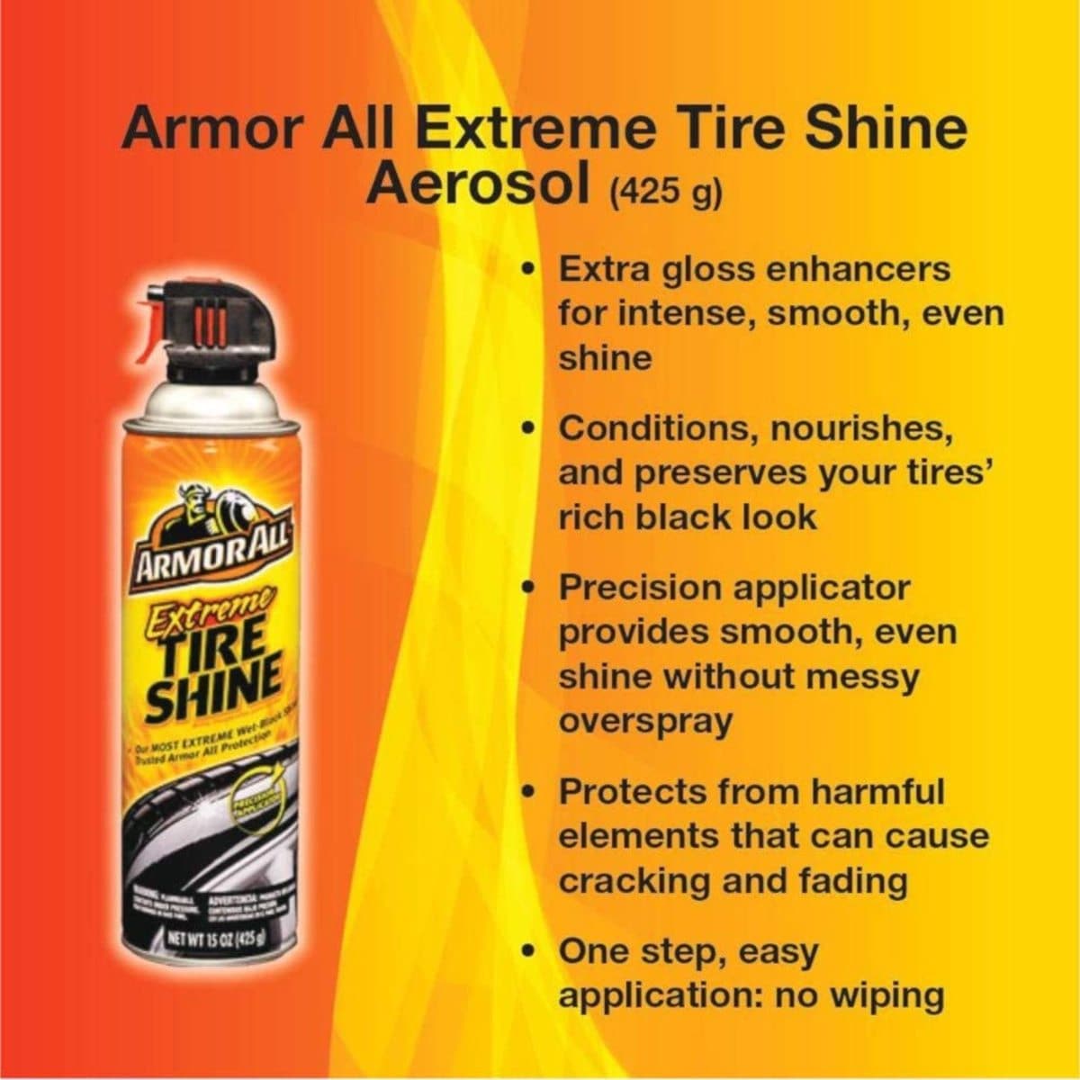 Brillo Extremo para Llantas Armor All en Aerosol de 15 Onzas Lavado Exterior para Automóvil