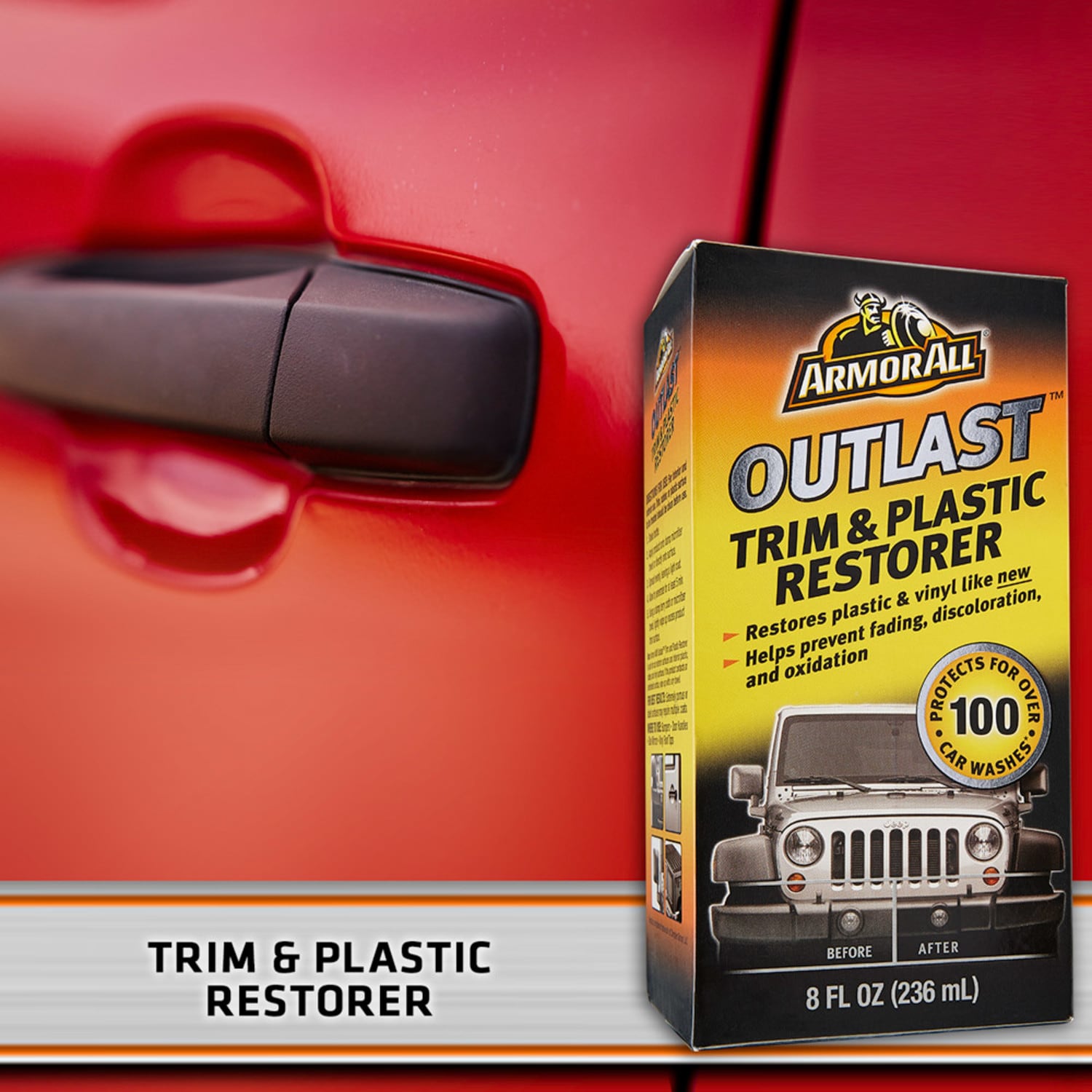 Kit de Restauración Exterior para Automóvil de 8 Onzas Líquidas con Armor All Outlast Trim and Plastic Restorer