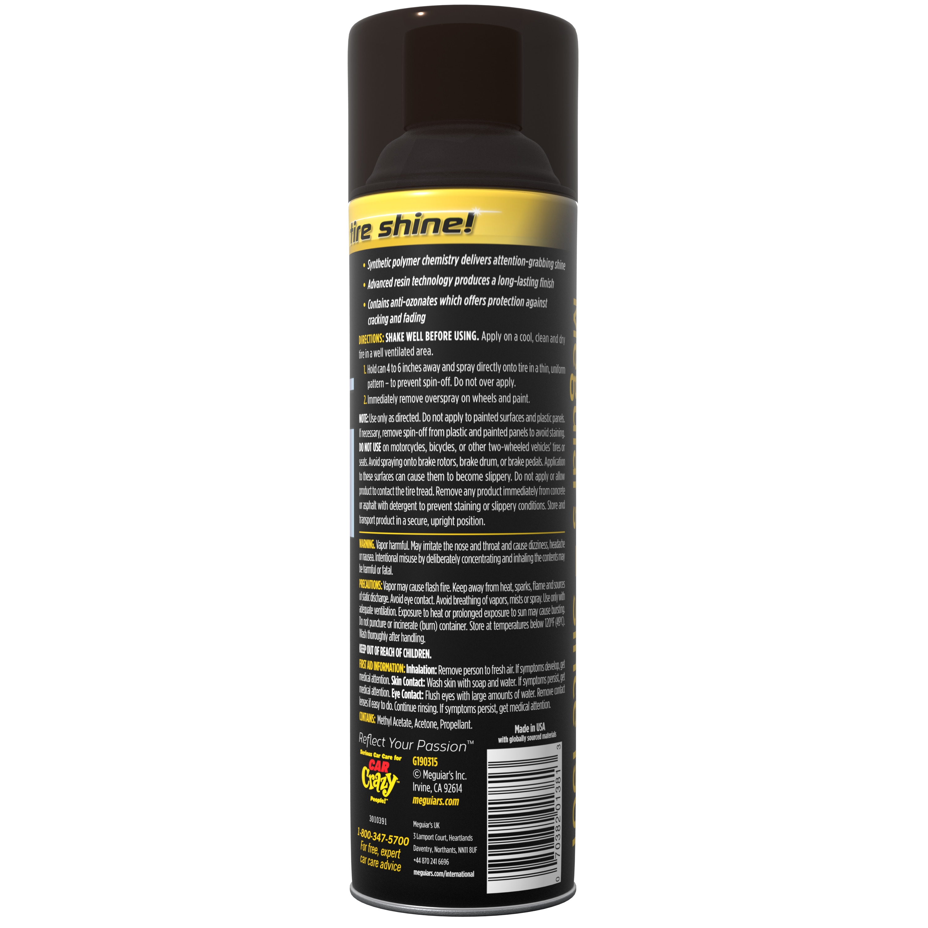 Meguiar's Ultimate Brillo Increíble Recubrimiento para Llantas 15 Onzas Cera para Exterior de Auto G190315