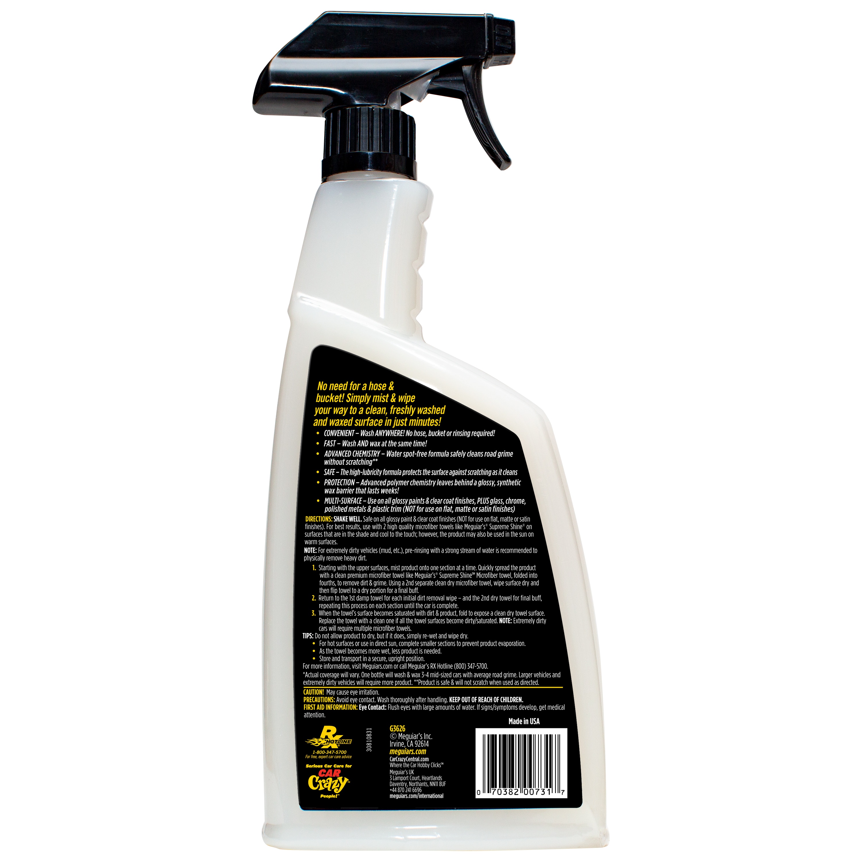 Meguiar's Ultimate Waterless Lavado/Cera para Exterior de Auto 26 Onzas Líquidas G3626