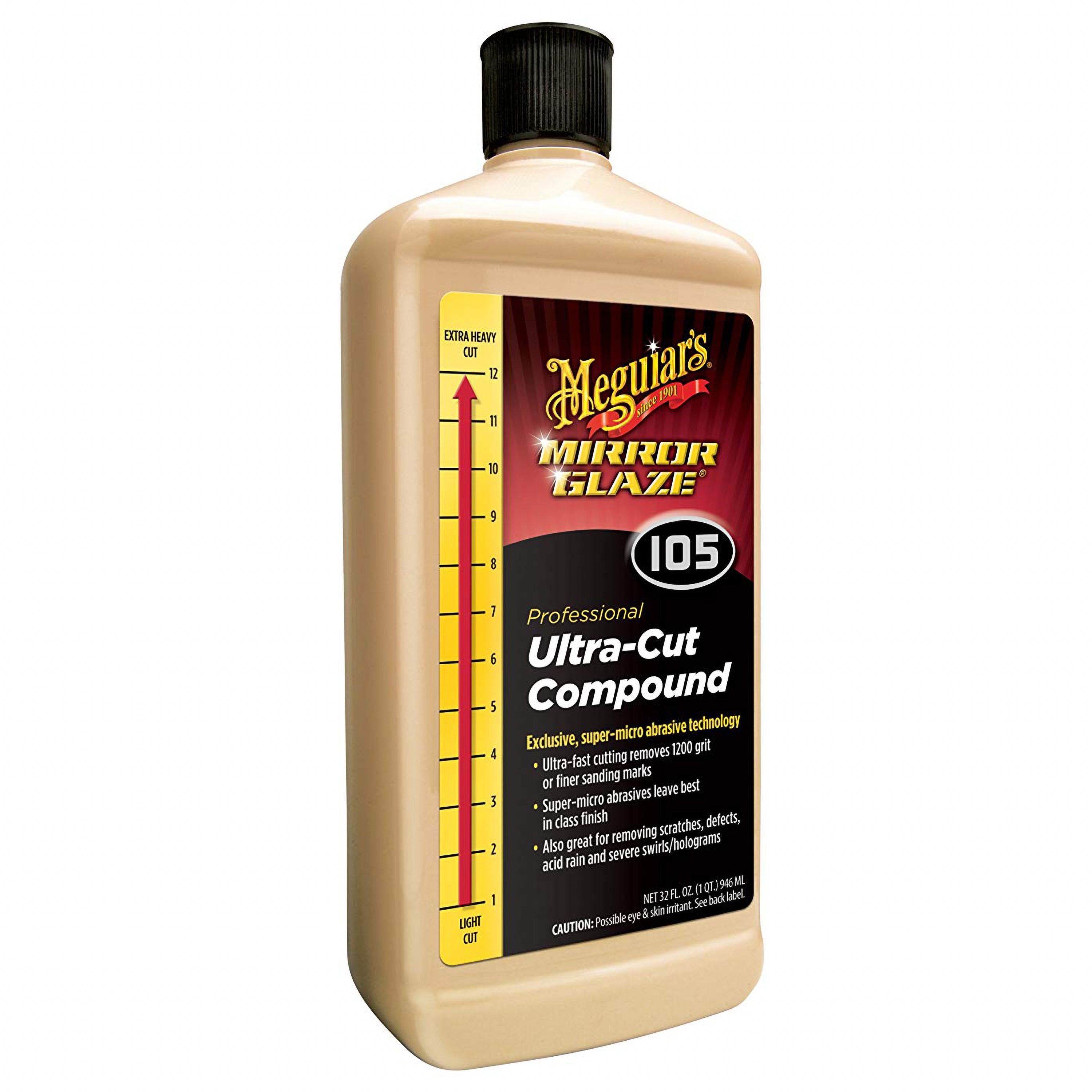 Meguiar's Mirror Glaze Ultra-Cut Compound de 32 onzas líquidas para lavado de exteriores de autos M10532