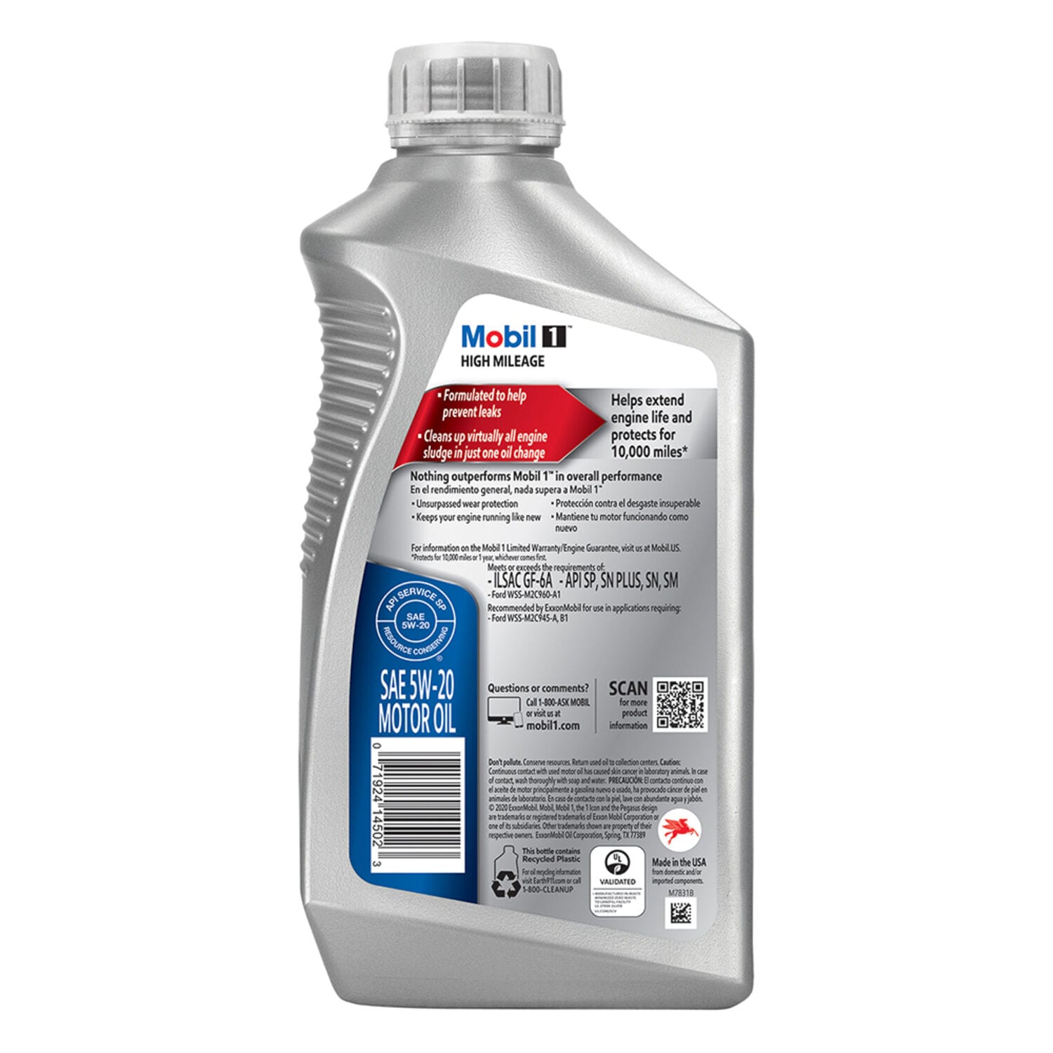 Aceite Sintético Mobil 1 de Alto Rendimiento 5W20 para Motores con Alto Kilometraje - 32 oz