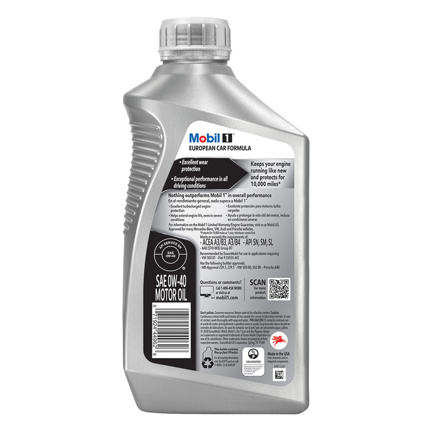 Aceite Sintético para Motor Mobil 1 0W40 de 32 Oz