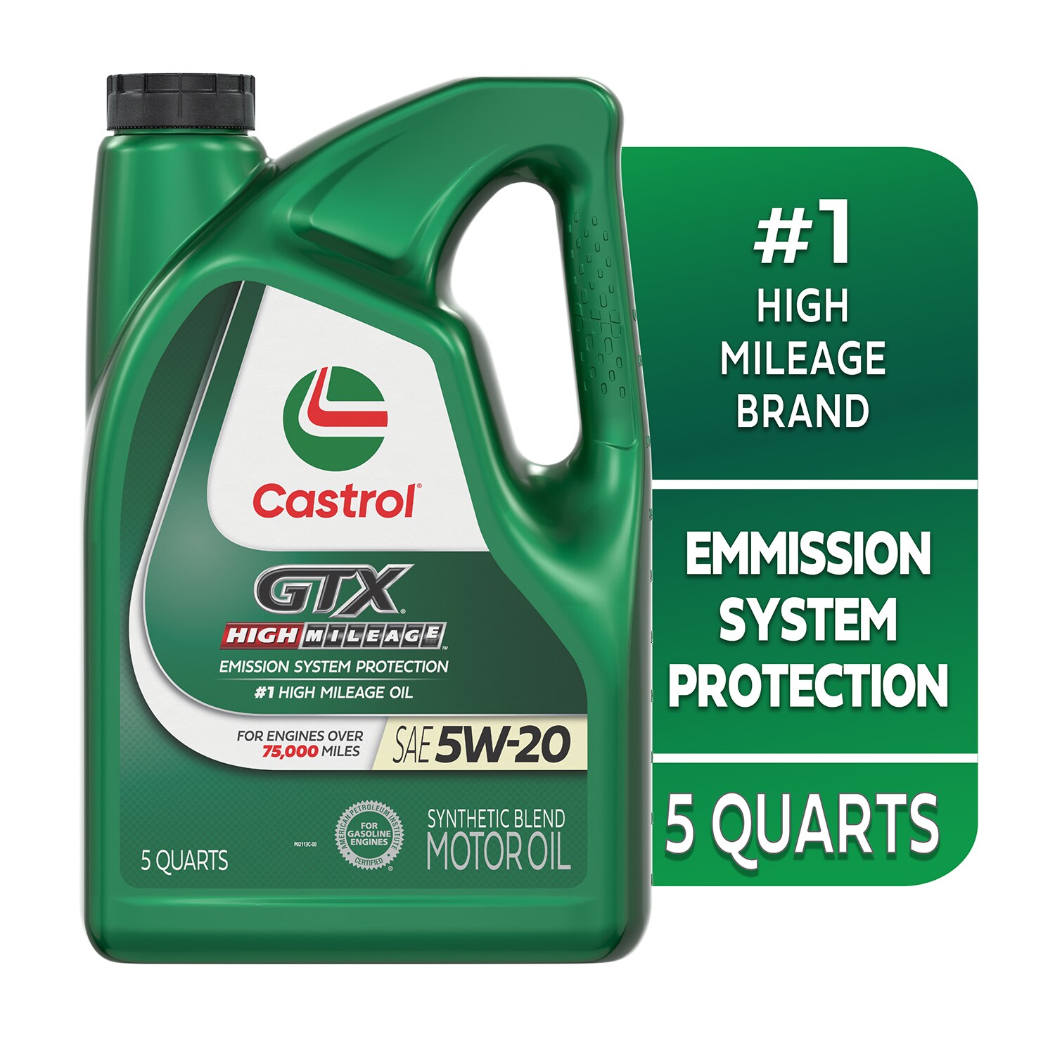 Aceite para motor semisintético de alto rendimiento GTX High Mileage 5W-20 de CASTROL, 5 litros