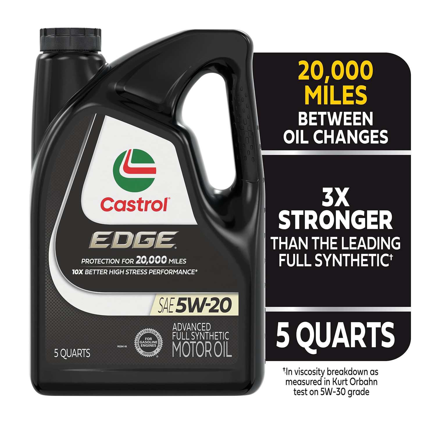 Aceite de Motor Sintético Avanzado CASTROL EDGE 5W-20, 5 Cuartos
