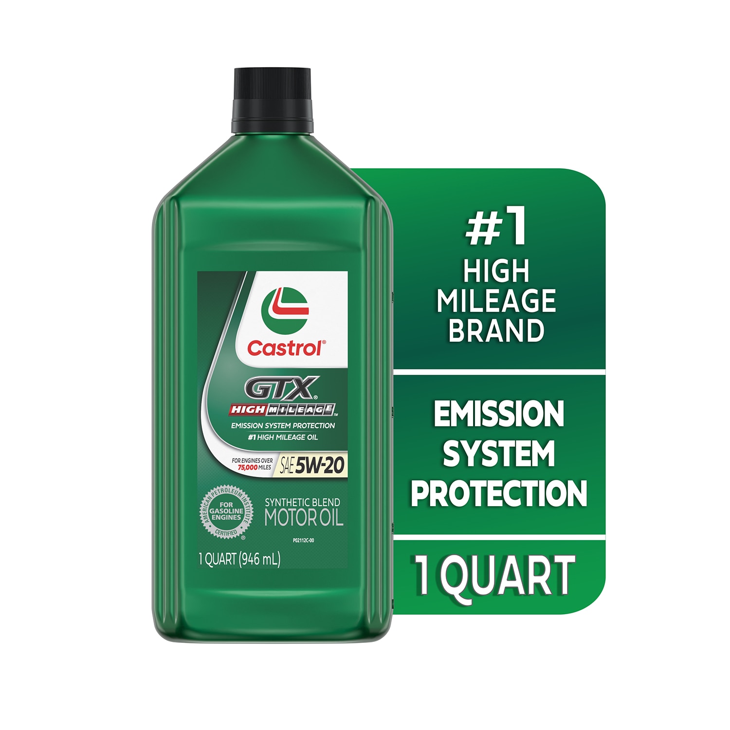 Aceite de motor semisintético CASTROL GTX para vehículos de alto kilometraje 5W-20, 1 cuarto