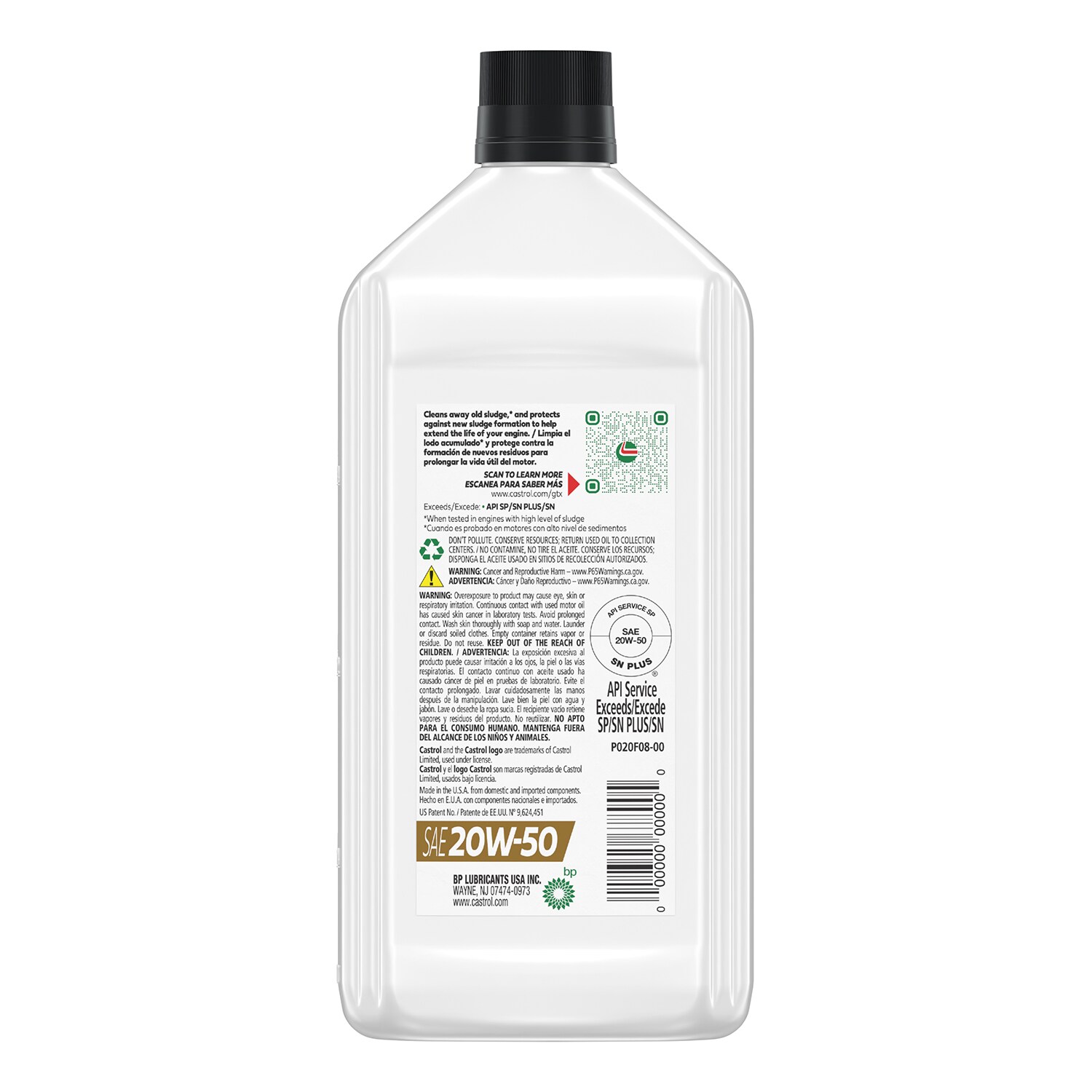 Aceite para motor convencional CASTROL GTX 20W-50, 1 cuarto 151A8E