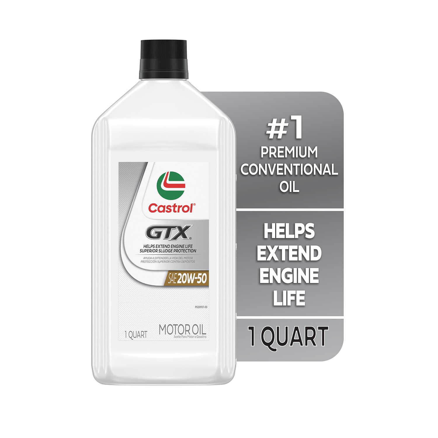 Aceite para motor convencional CASTROL GTX 20W-50, 1 cuarto 151A8E