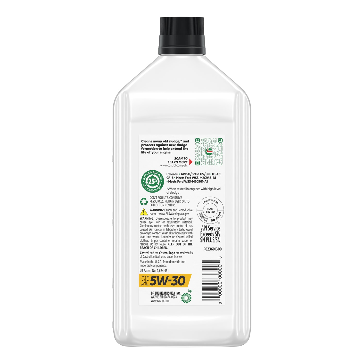 Aceite para motor Castrol GTX 5W-30 Semisintético, 1 cuarto 15A66C