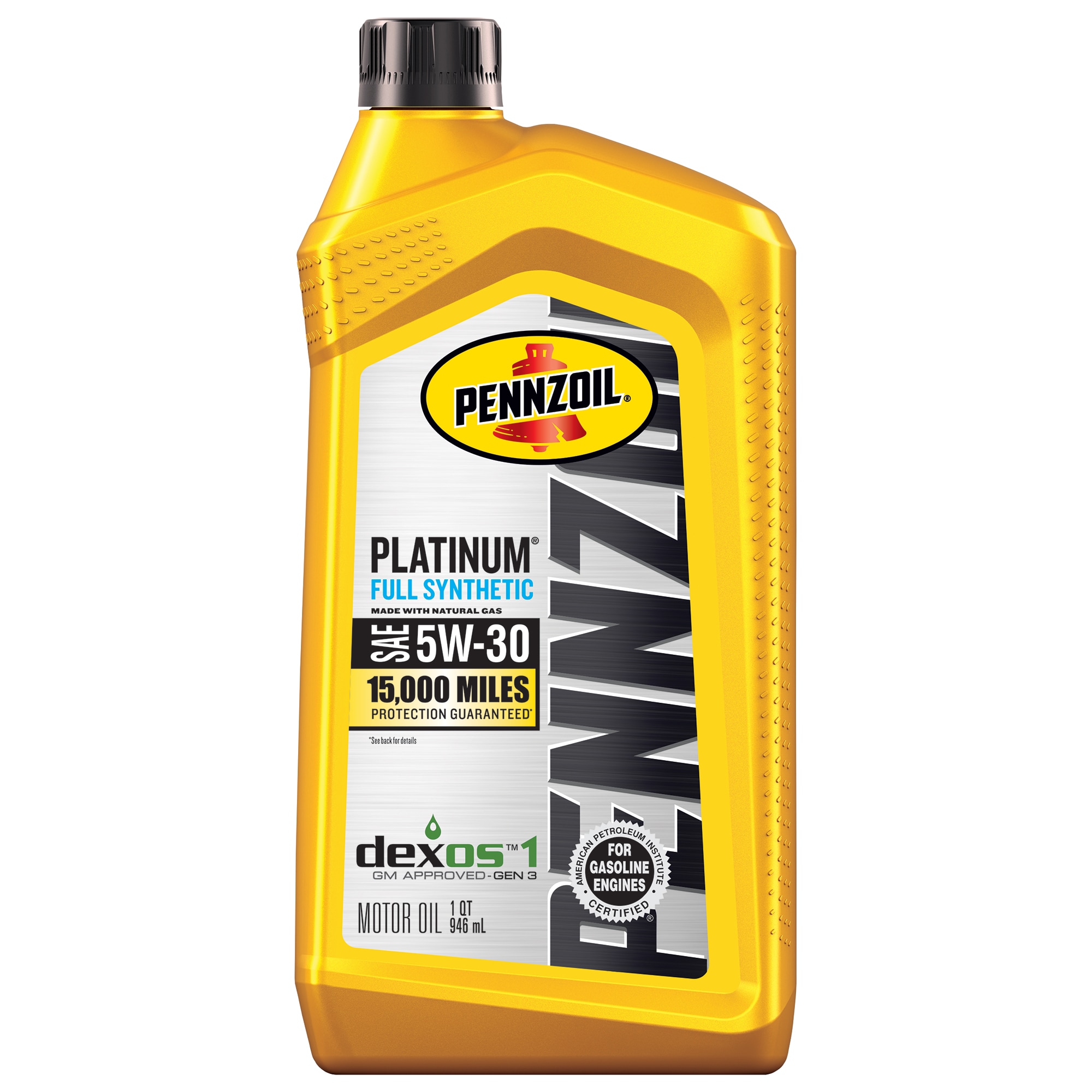 Aceite Sintético Completo Pennzoil 5W-30 Platinum de 1 Cuarto para Motores a Gasolina y de Alto Kilometraje