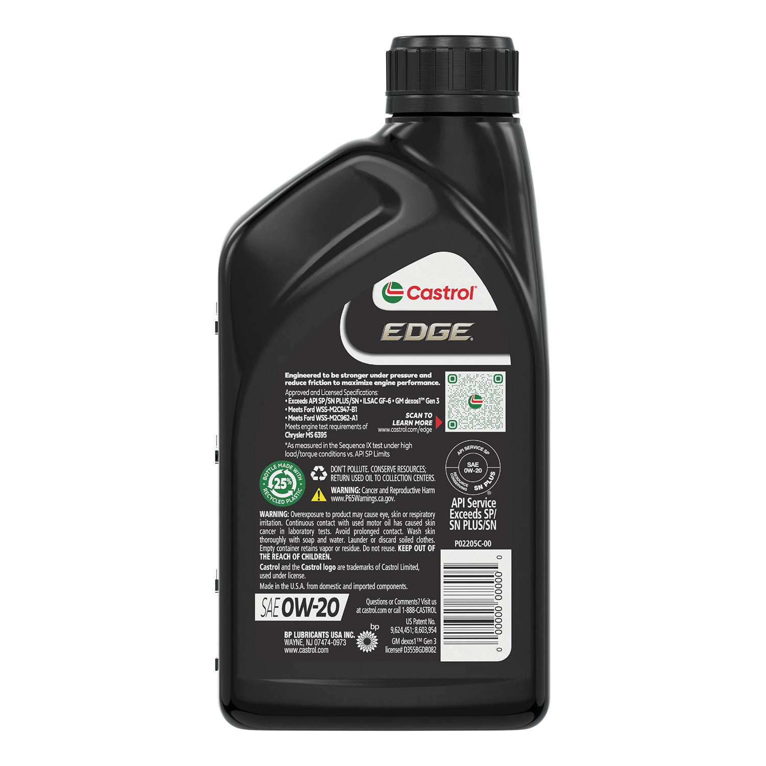 Aceite de motor sintético completo Castrol EDGE 0W-20, avanzado, 1 cuarto