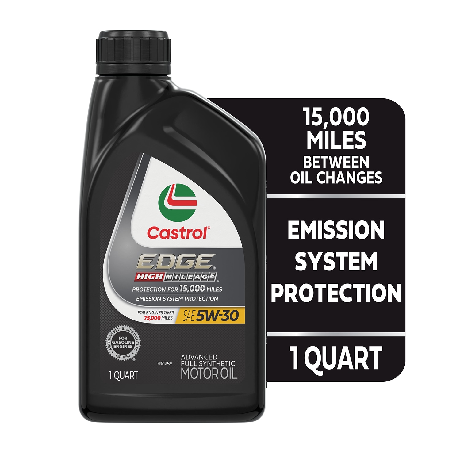 Aceite de motor sintético completo Castrol EDGE High Mileage 5W-30 para vehículos de alto kilometraje, 1 cuarto