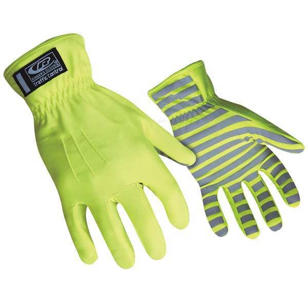 Guantes Mecánicos Hi-Vis de Ringers Gloves, Talla L, Verde, Nylon - 307-10