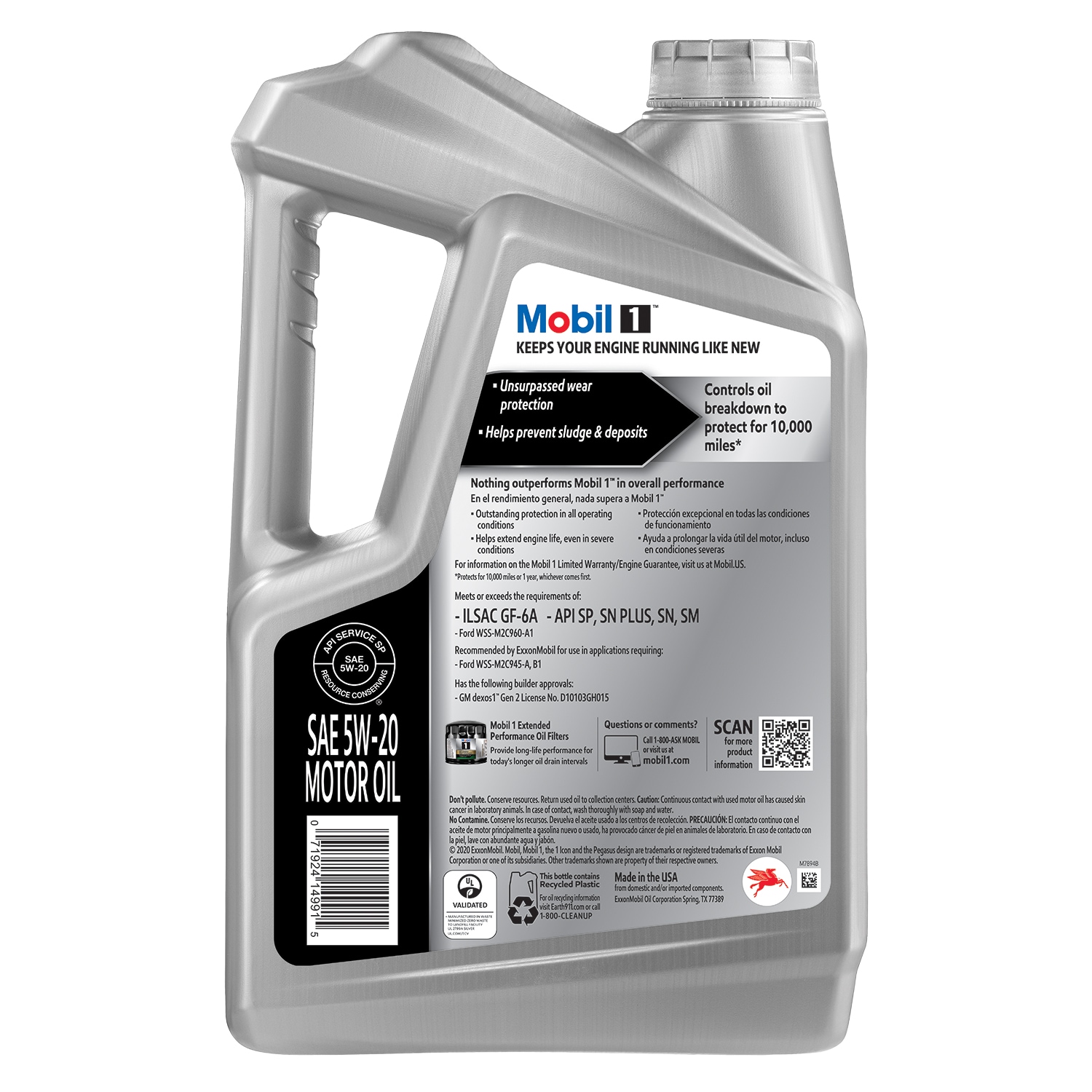 Aceite de motor Mobil 1 5W20 en envase de 5 litros