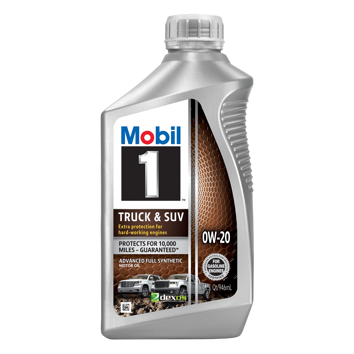 Aceite para motor Mobil 1 Truck/SUV 0W20 en presentación de un cuarto.