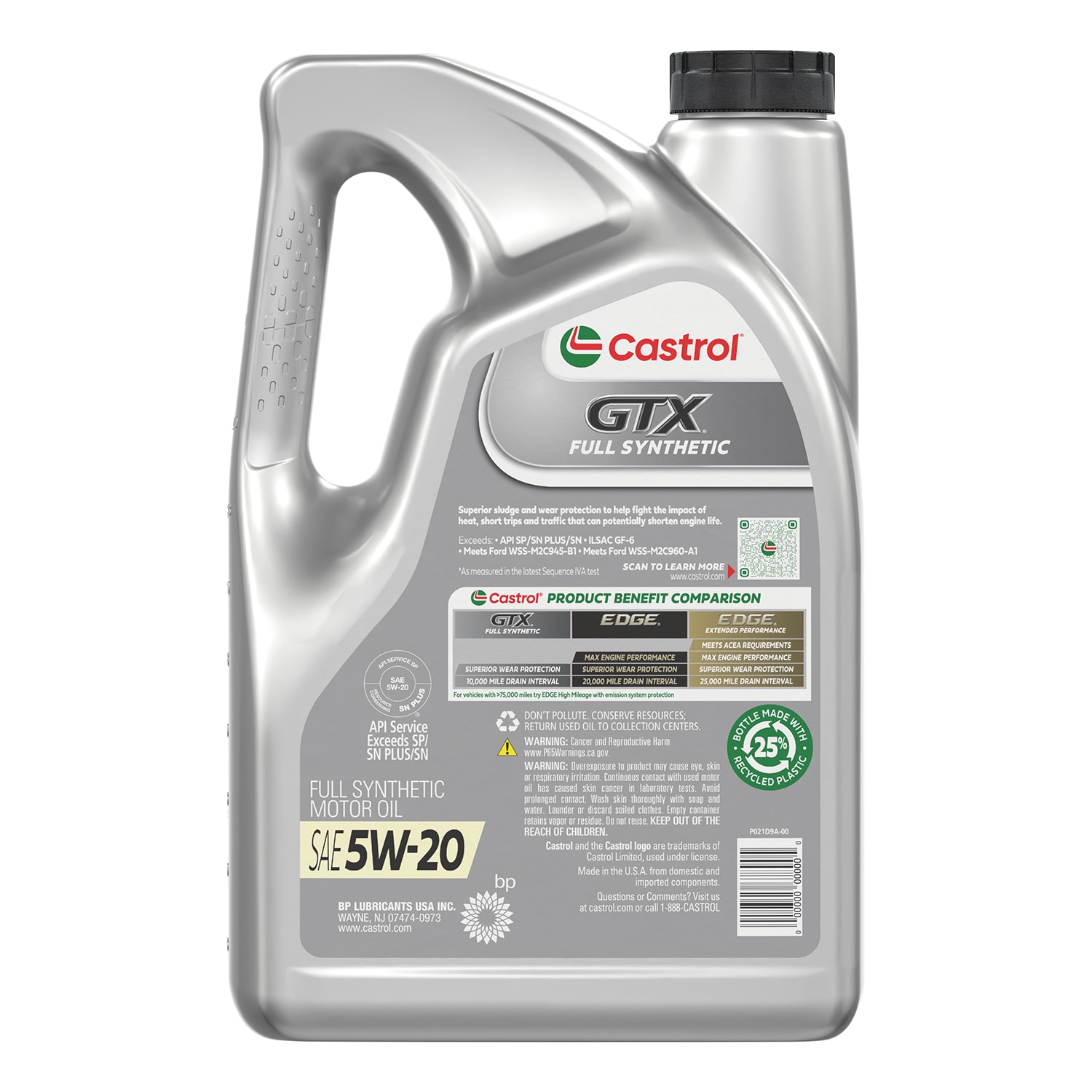 Aceite de Motor CASTROL Gtx Full Synthetic 5w-20, 5 cuartos