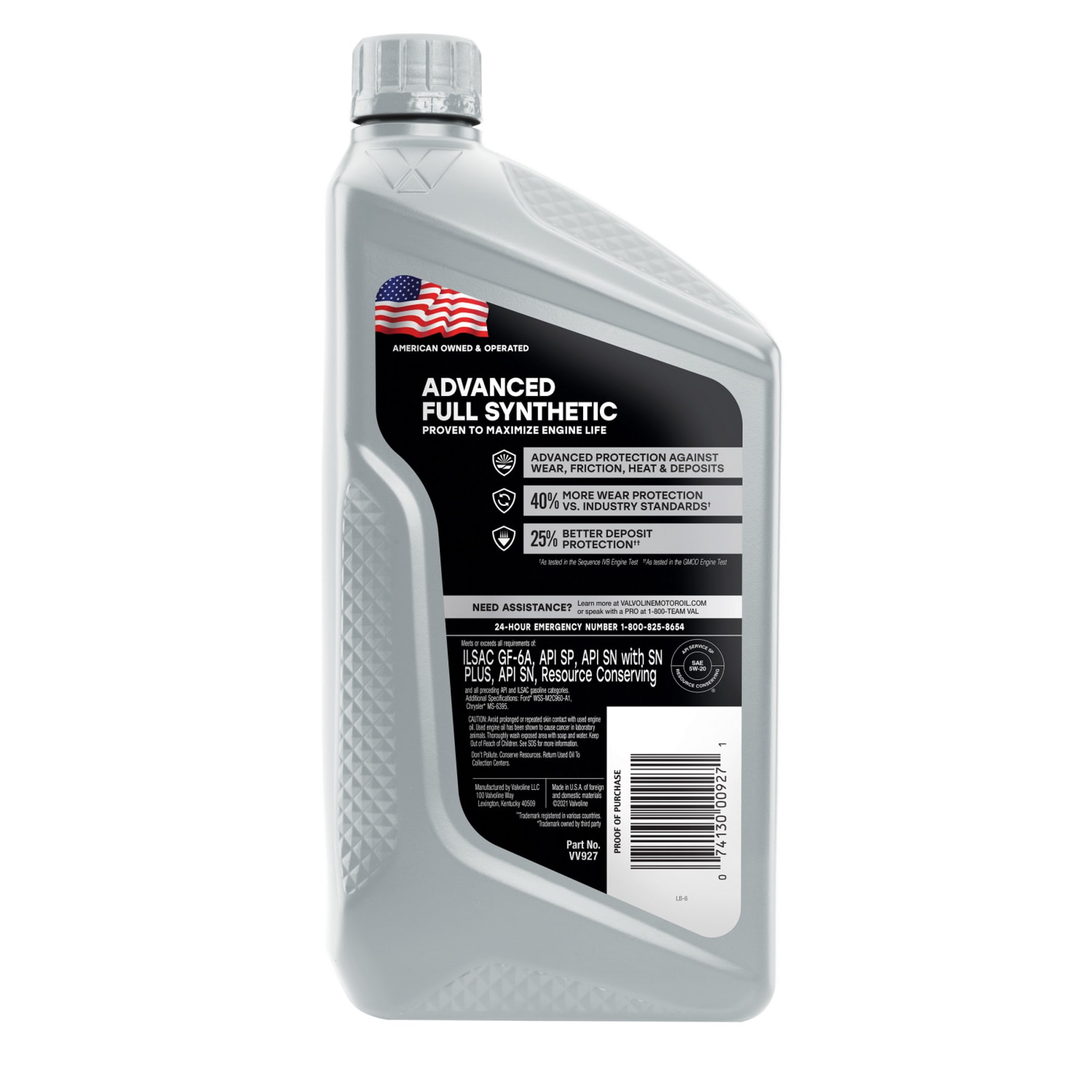 Aceite de Motor Sintético Avanzado Valvoline 5w-20 1 Cuarto FS 5W20 ACEITE 1QT