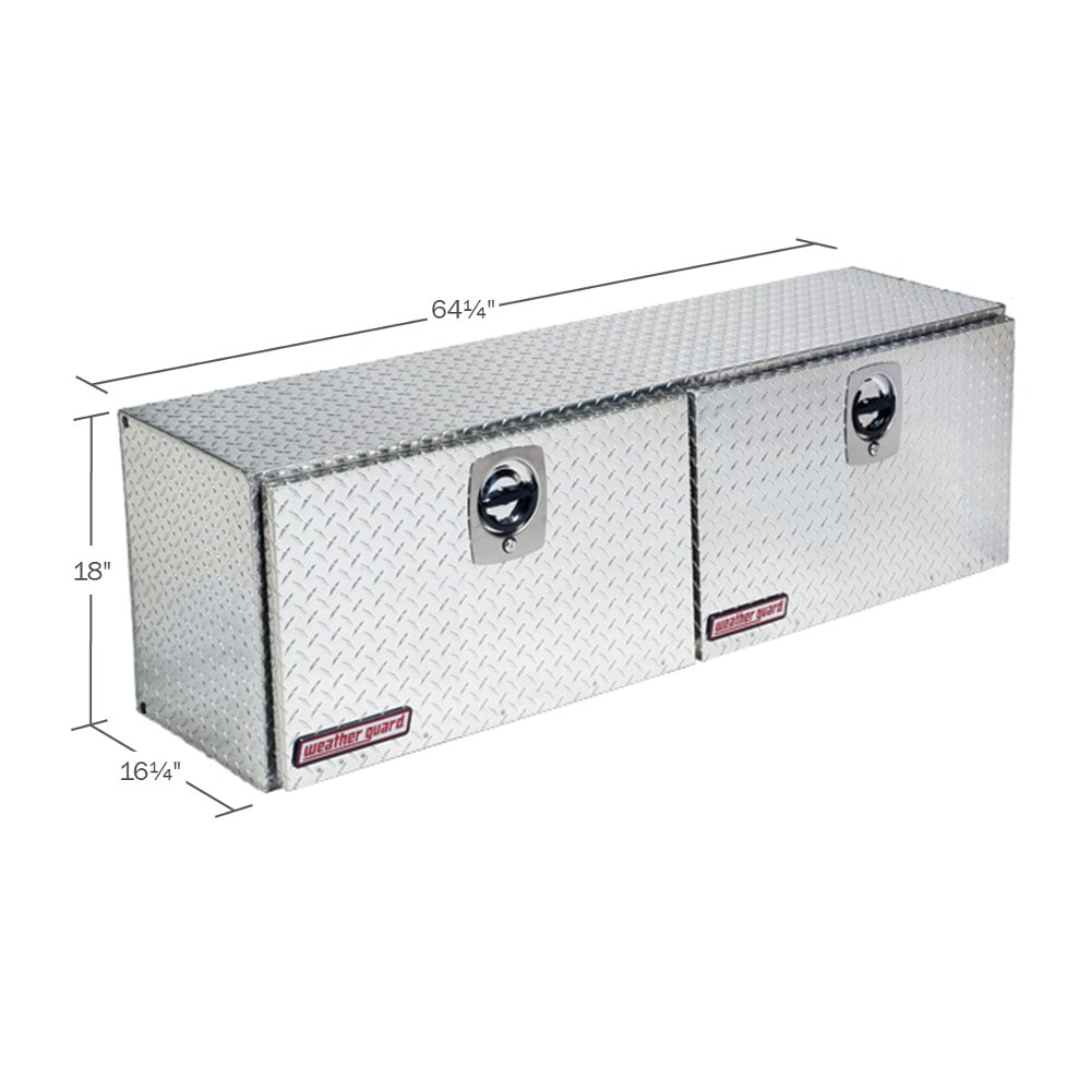 Caja de herramientas para camión montada en la parte superior de aluminio plateado de 64.25 pulgadas x 16.25 pulgadas x 18 pulgadas de WEATHER GUARD 365-0-02