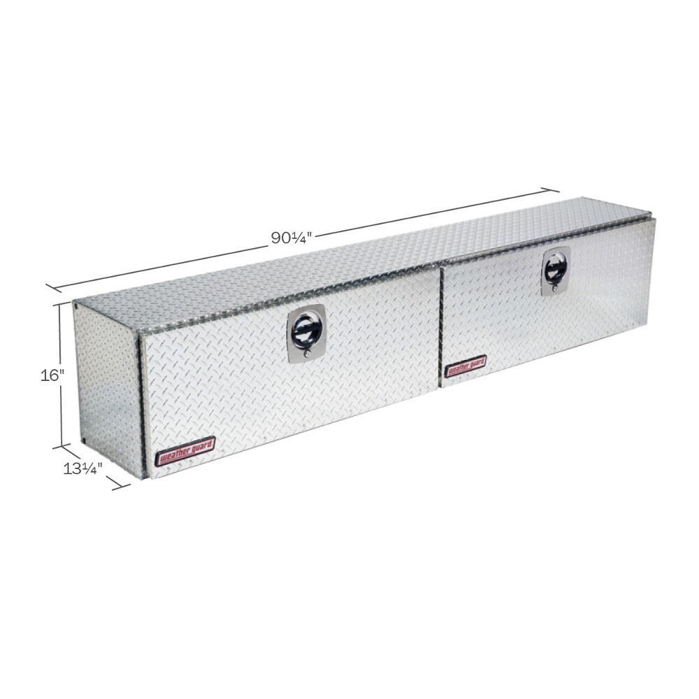 Caja de herramientas lateral para camioneta de aluminio plateado WEATHER GUARD 90.25 pulg. x 13.25 pulg. x 16 pulg. 390-0-02