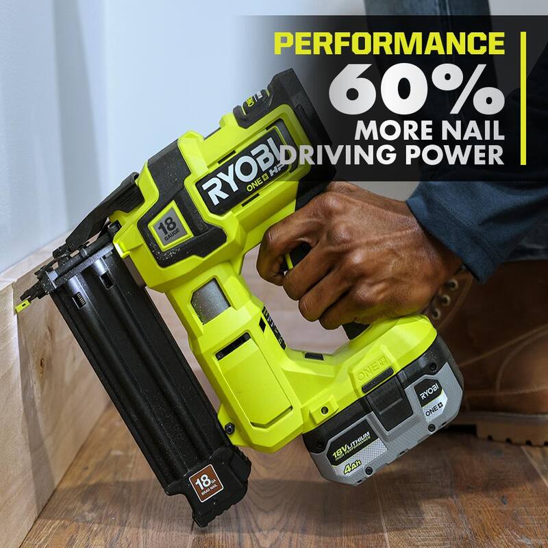 Clavadora neumática sin escobillas de 18 galgas RYOBI ONE+ HP 18V con sierra caladora inalámbrica sin escobillas ONE+ HP 18V (sólo herramientas) - P322-PBLJS01B