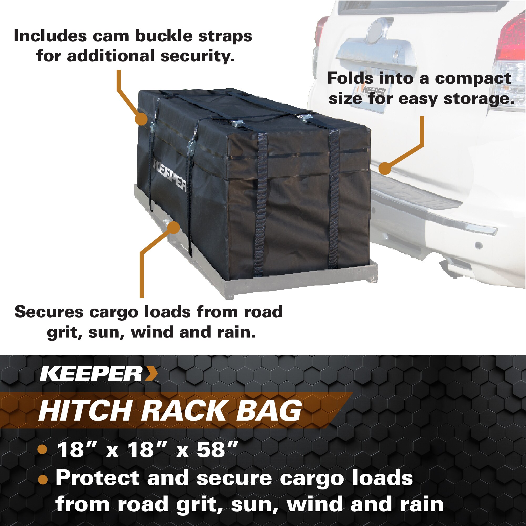 Bolsa de Carga Keeper 58 pulgadas L x 18 pulgadas An x 18 pulgadas Al - Bolsa de Carga de Enganche de PVC 07208