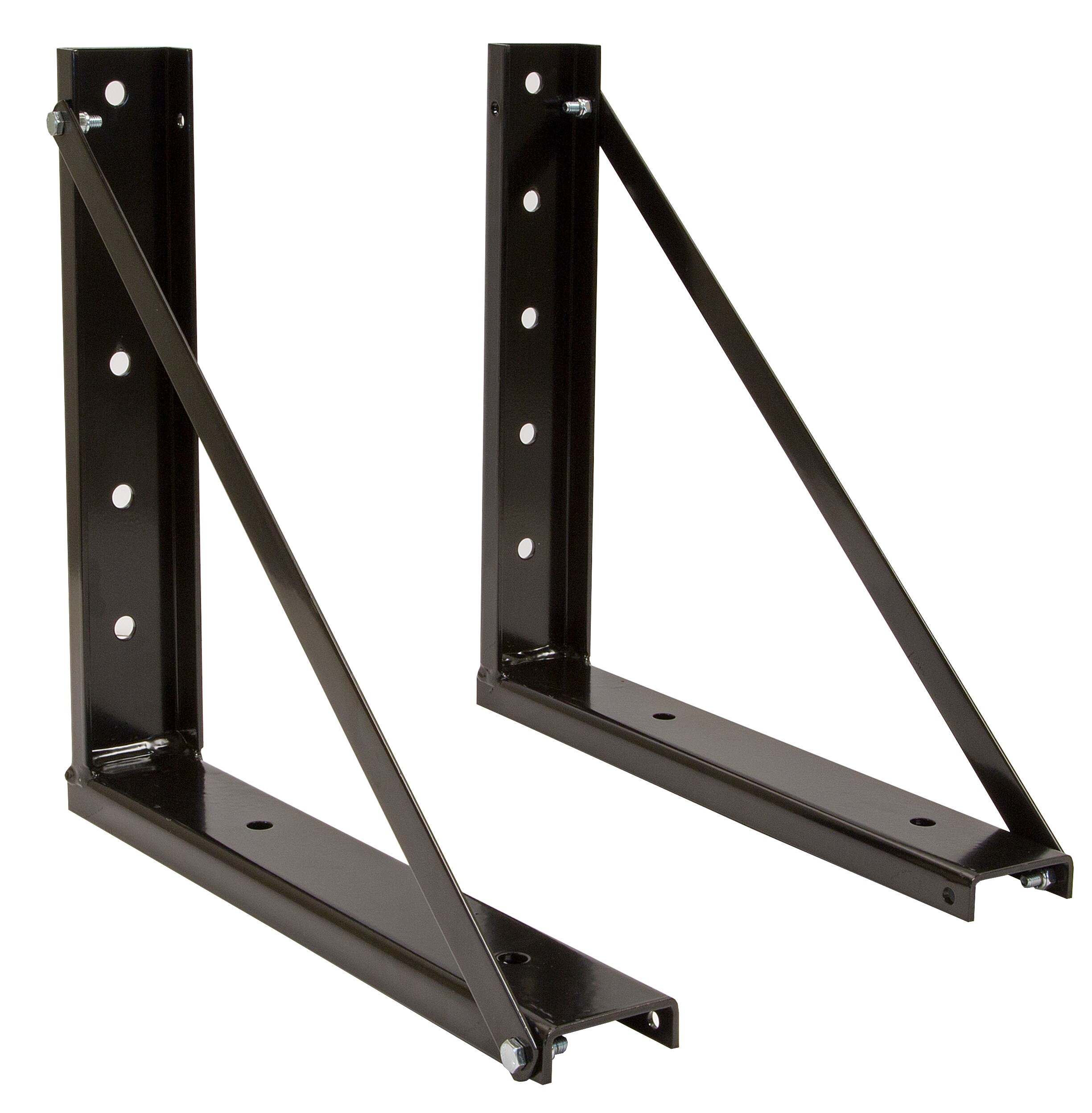 Soportes de Montaje de Acero Negro Soldado de 18x18 pulgadas para Cajas de Herramientas de Camión, Patrón de Agujeros Universal 1701005.