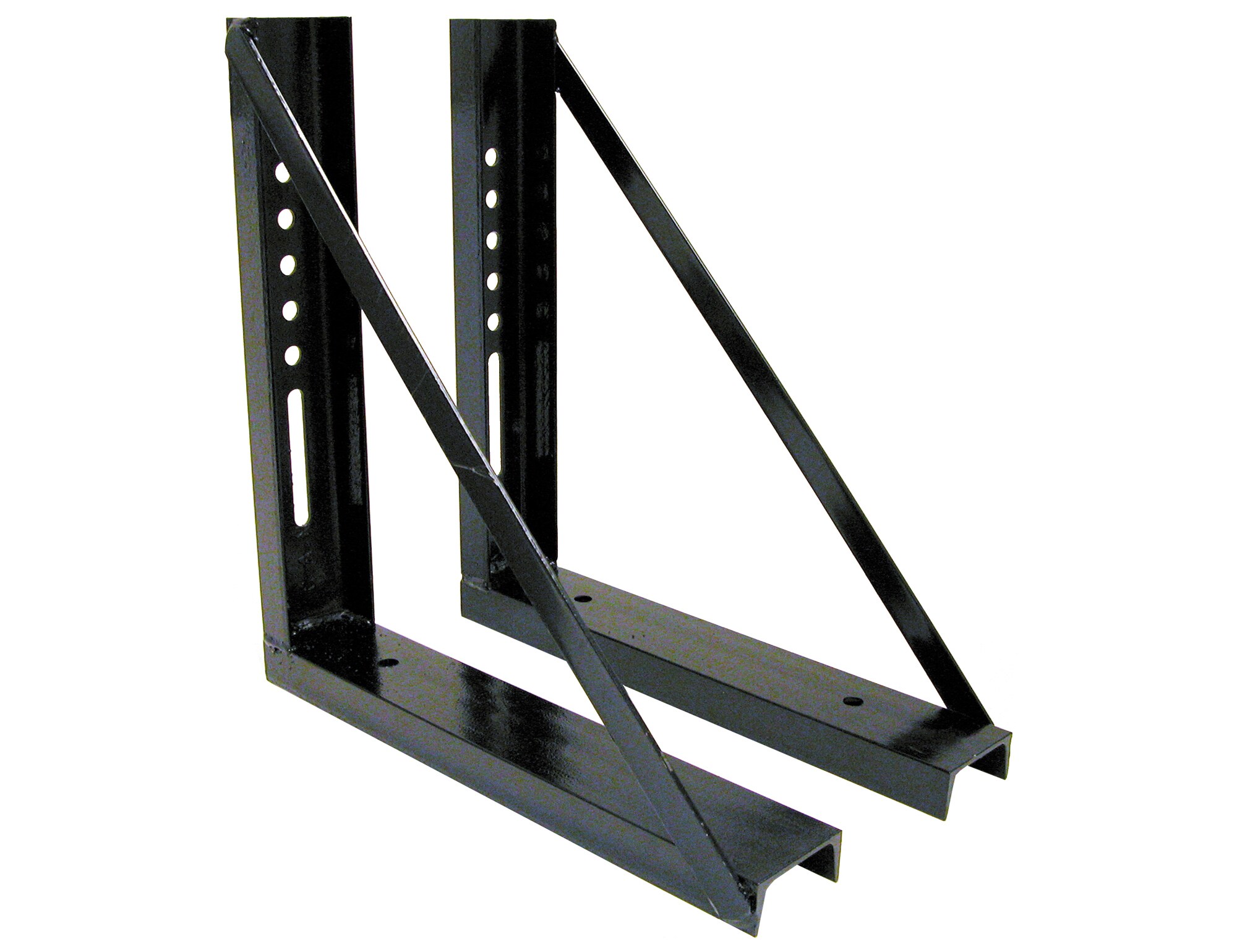 Soportes de Montaje de Acero Negro Soldado de 18x18 pulgadas para Cajas de Herramientas de Camión, Patrón de Agujeros Universal 1701005.