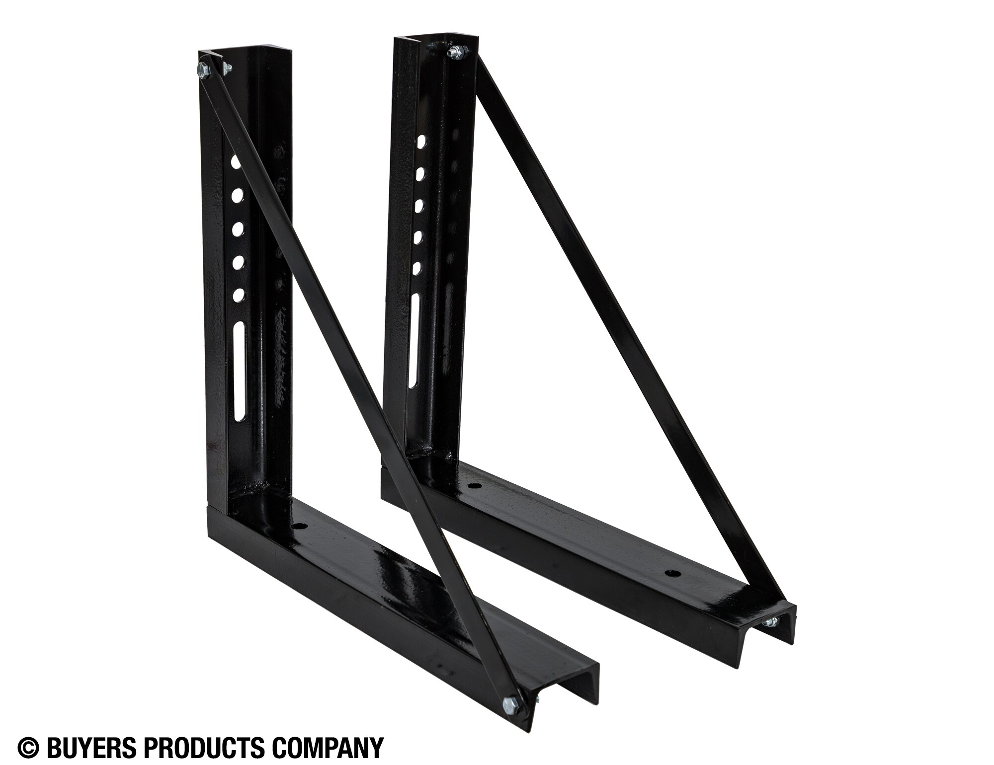 Soportes de Montaje de Acero Negro Soldado de 18x18 pulgadas para Cajas de Herramientas de Camión, Patrón de Agujeros Universal 1701005.