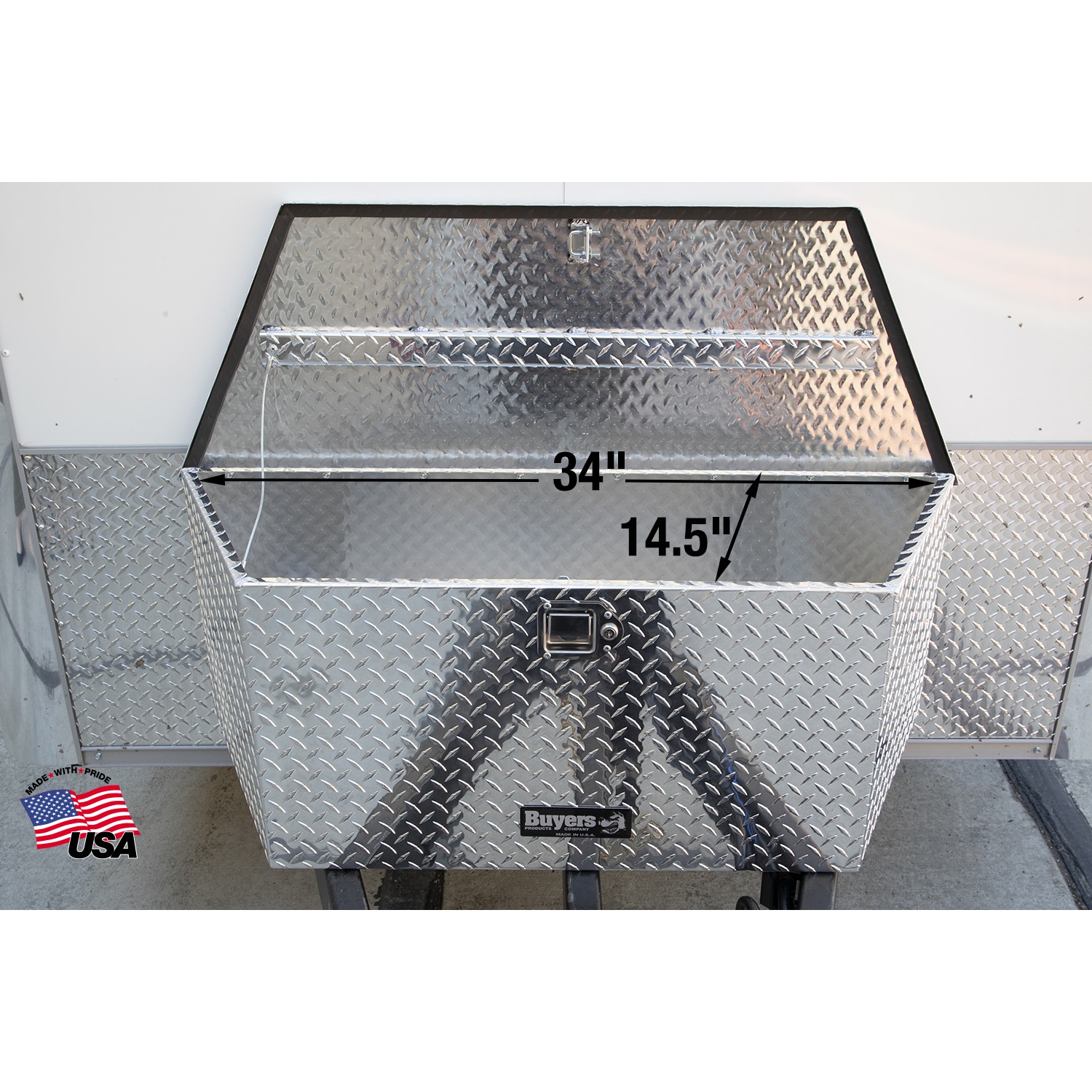 Caja de herramientas para remolque de aluminio con diseño de diamante de 35 pulgadas x 15 pulgadas x 15 pulgadas de Buyers Products