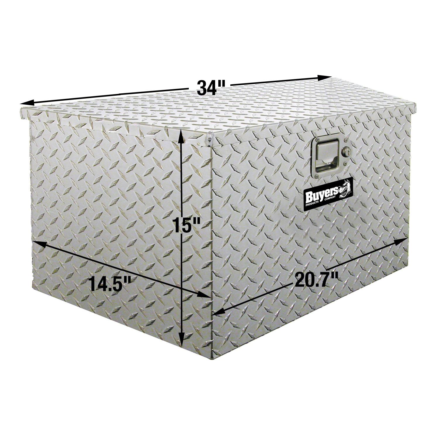 Caja de herramientas para remolque de aluminio con diseño de diamante de 35 pulgadas x 15 pulgadas x 15 pulgadas de Buyers Products