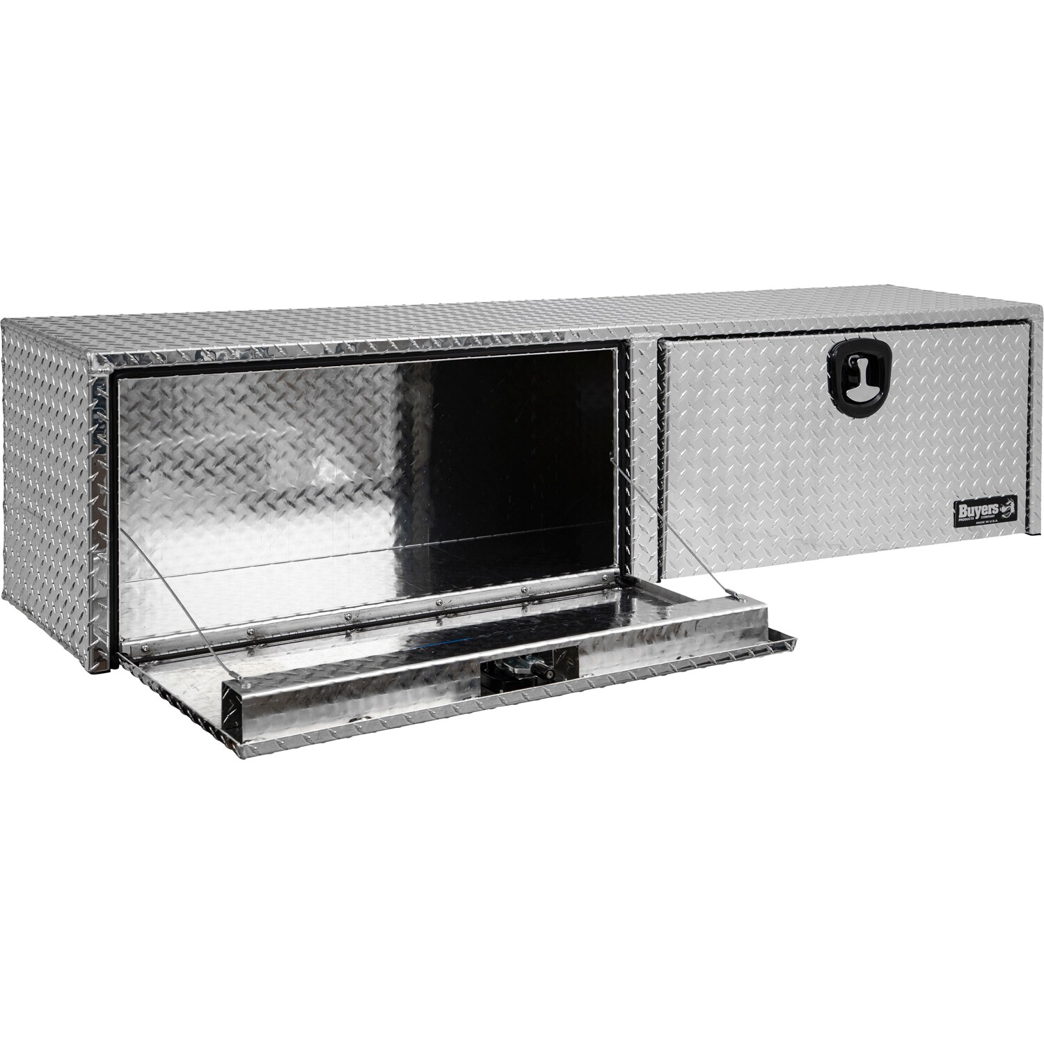 Caja de herramientas para camioneta de montaje superior de aluminio de 72 pulgadas x 13 pulgadas x 16 pulgadas de Buyers Products 1701551