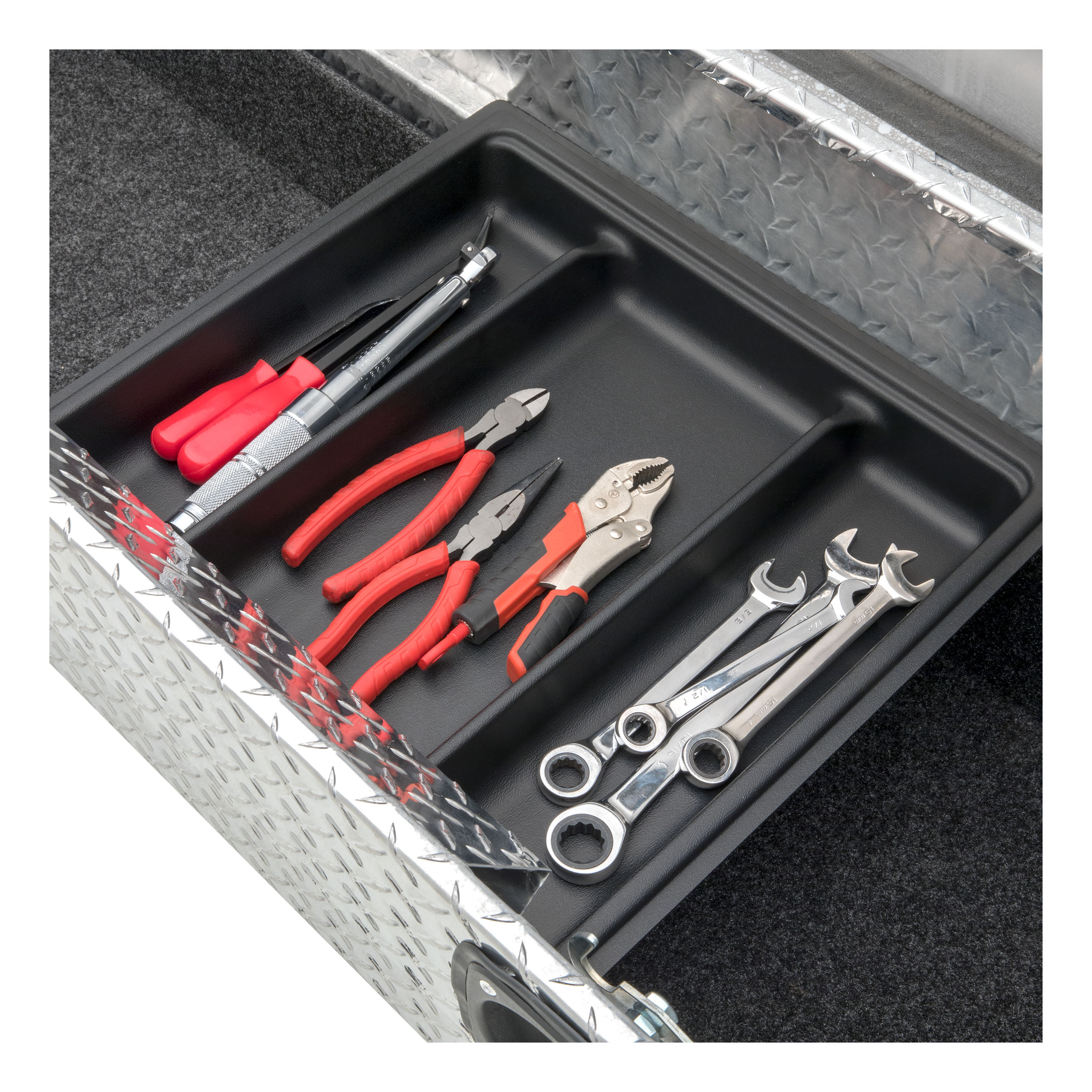 Caja de herramientas para camioneta tipo crossover de aluminio brillante de 69.875 pulgadas x 20 pulgadas x 14.75 pulgadas