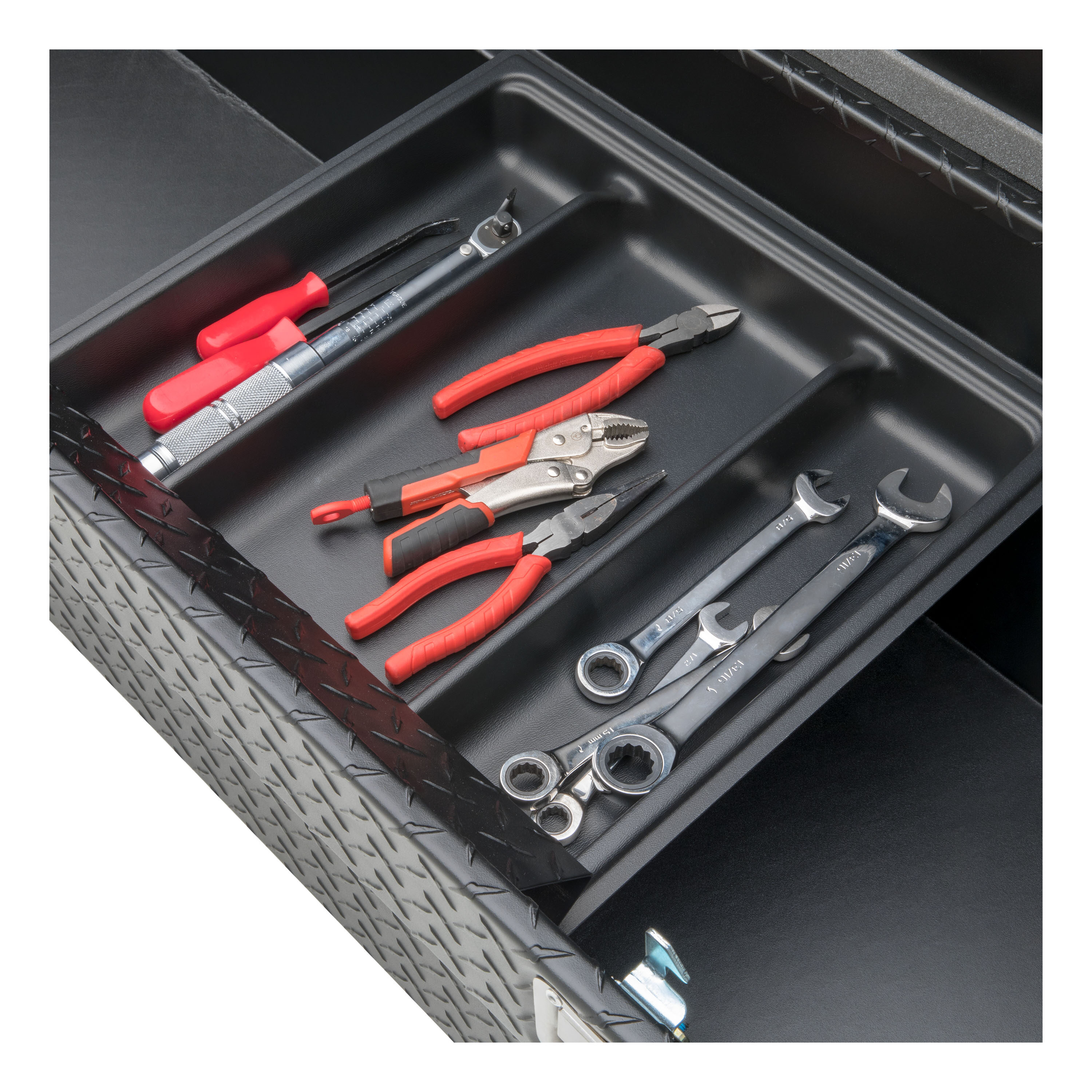 Caja de herramientas para camioneta crossover de aluminio negro mate de 69.875 pulgadas x 20 pulgadas x 14.75 pulgadas