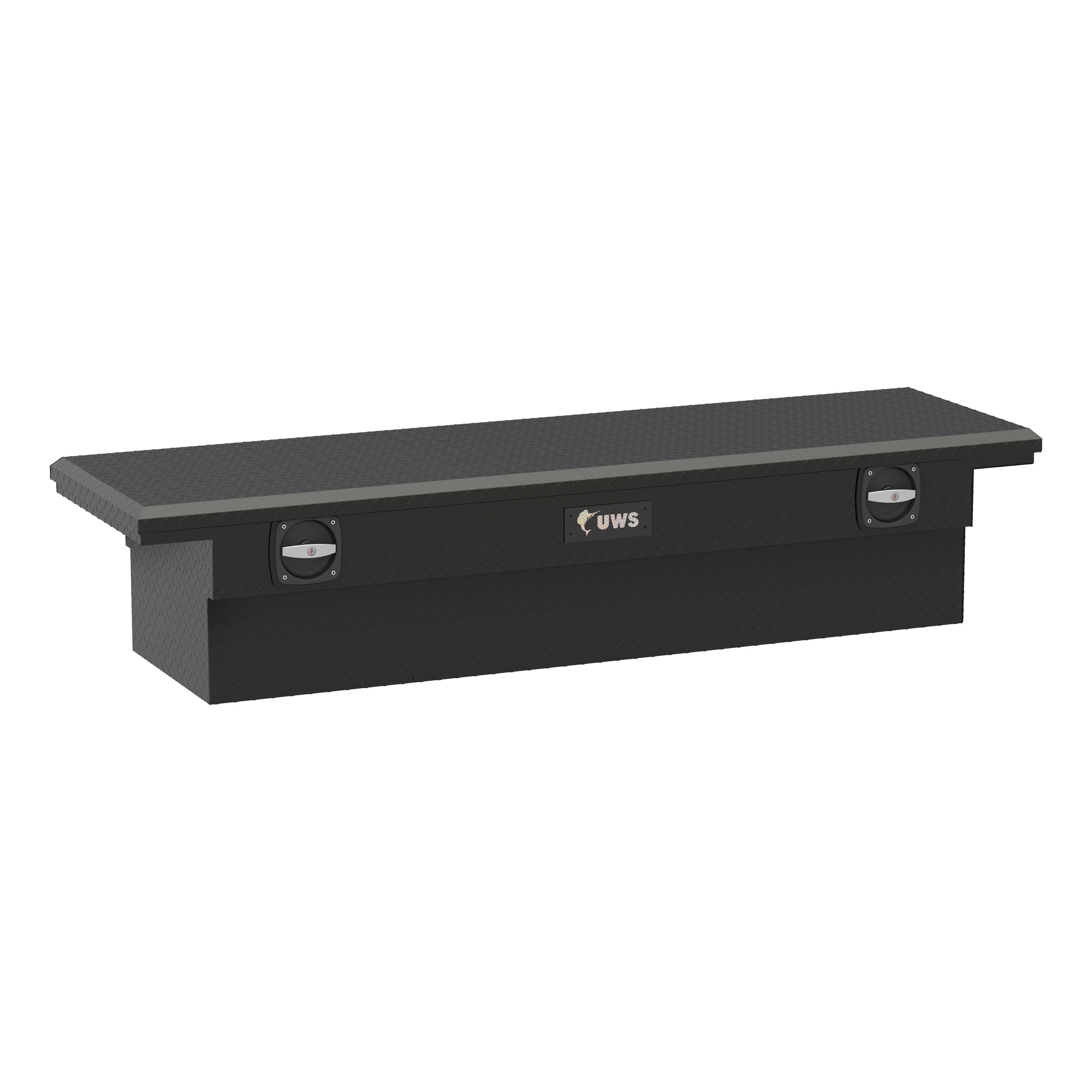 Caja de herramientas de aluminio para camioneta en cruz, acabado mate negro, 69.88 pulgadas x 20 pulgadas x 14.75 pulgadas