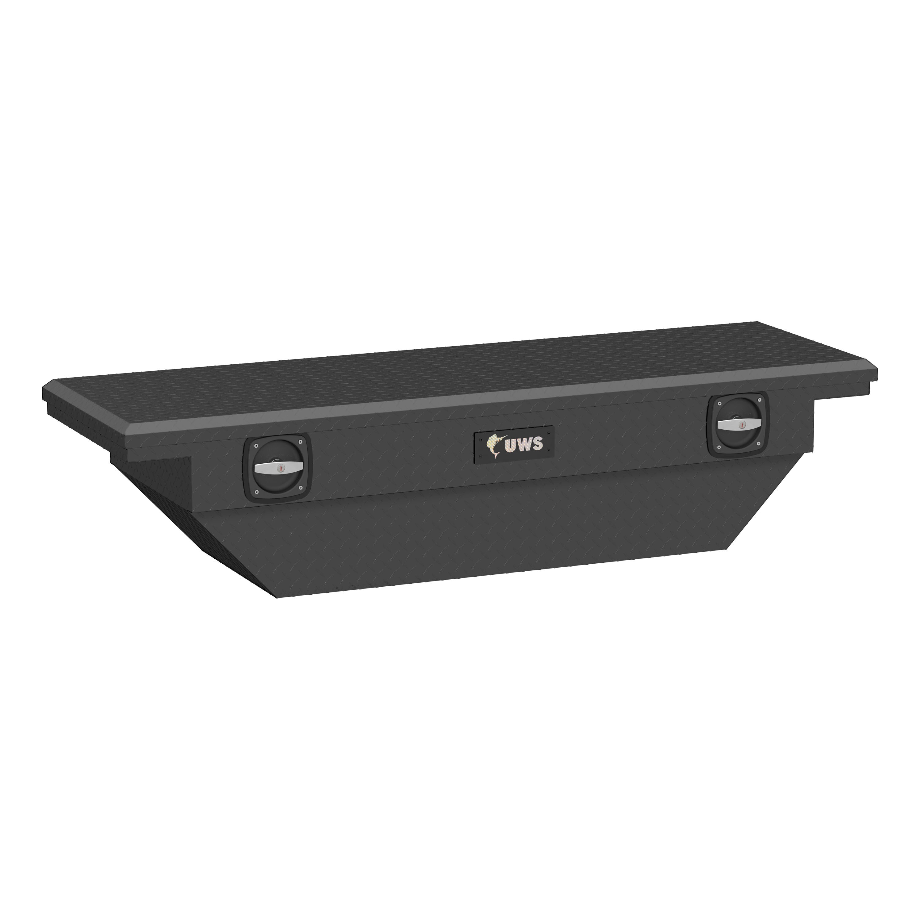 Caja de herramientas para camioneta tipo cruz de aluminio negro mate de 63.875 pulgadas x 20 pulgadas x 14.75 pulgadas