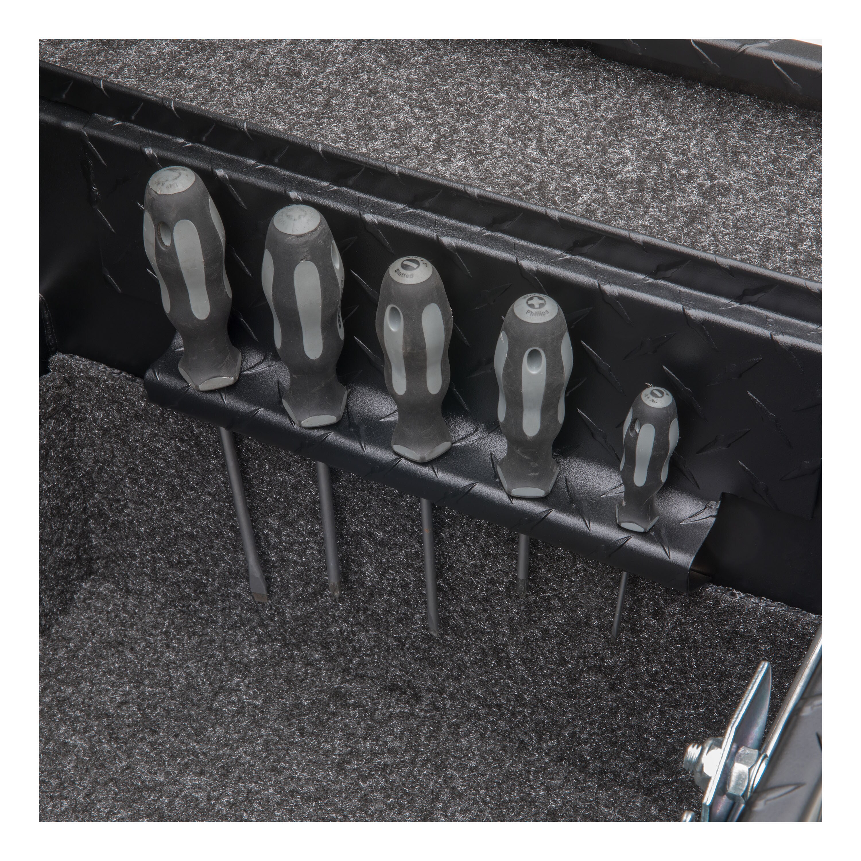 Caja de herramientas para camioneta tipo cruz de aluminio negro mate de 63.875 pulgadas x 20 pulgadas x 14.75 pulgadas