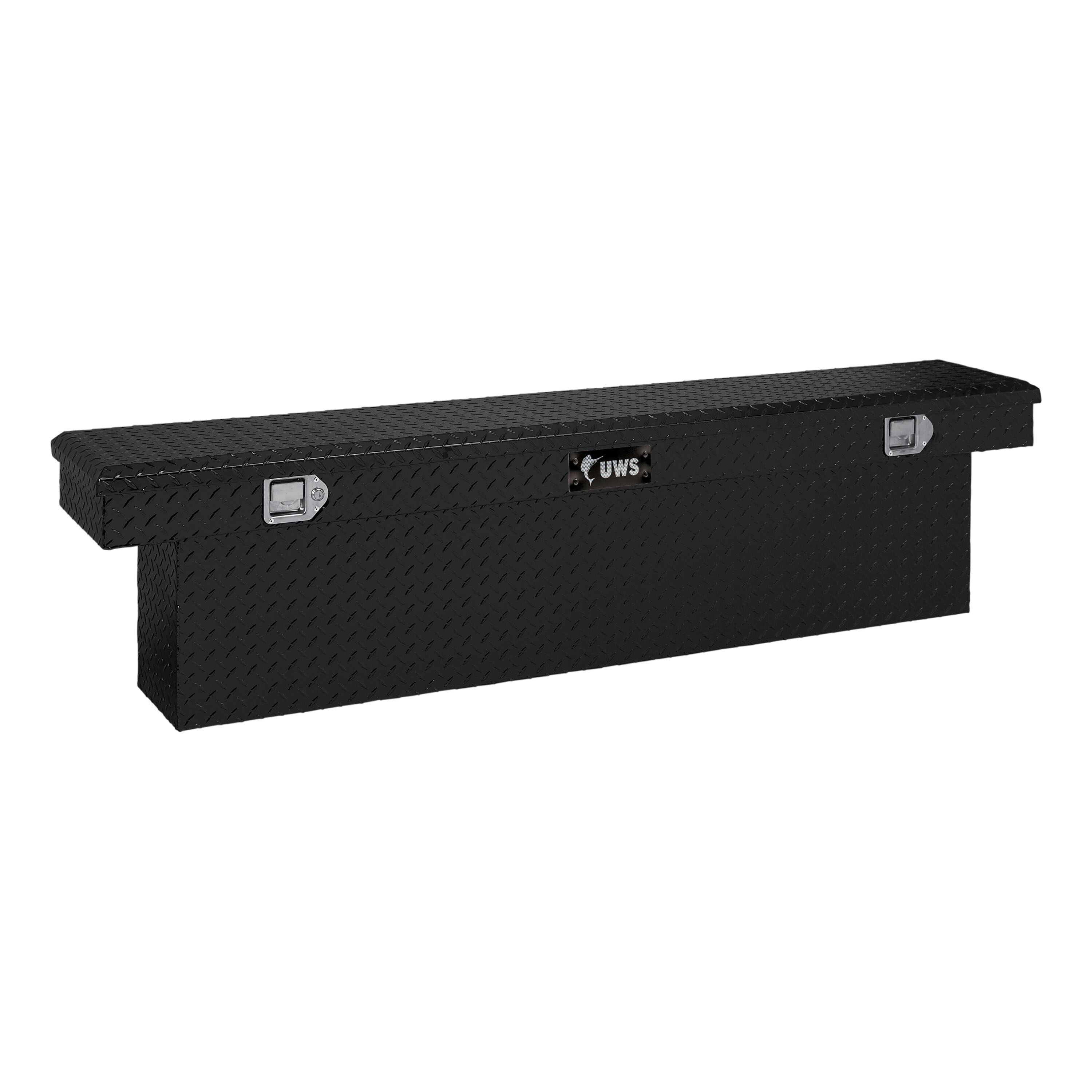 Caja de herramientas para camioneta de aluminio con acabado negro brillante de 69.875 pulgadas x 12 pulgadas x 17.25 pulgadas