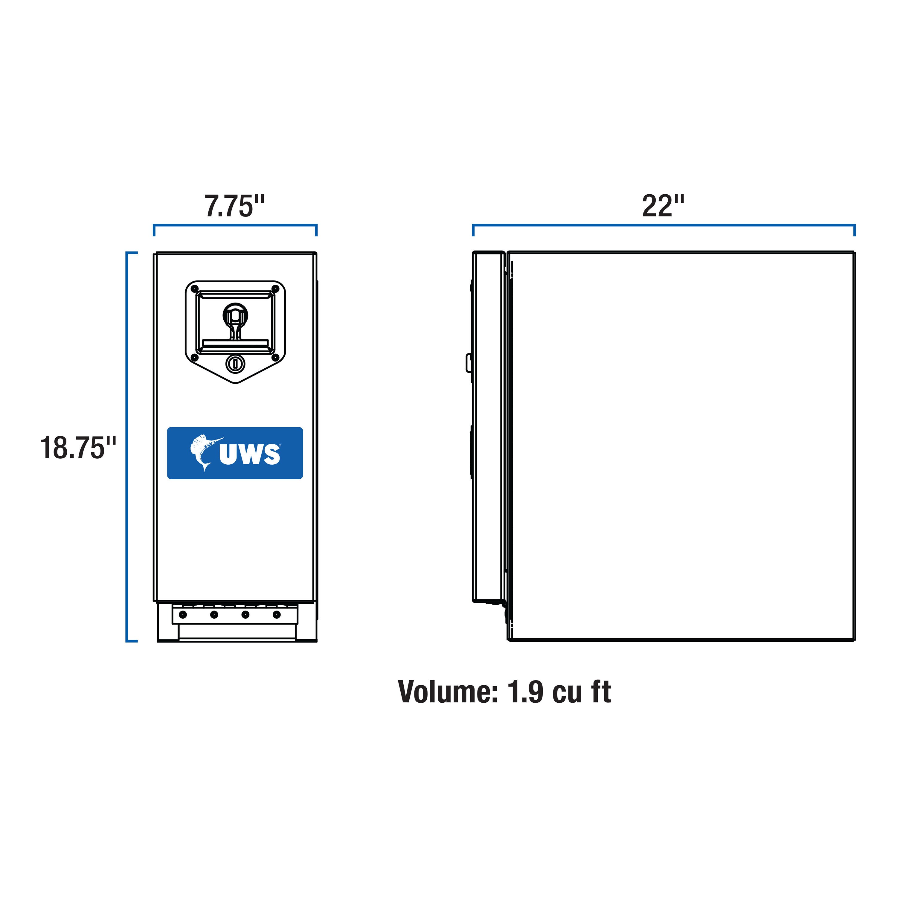 Cofre para herramientas de camioneta de aluminio brillante de 22.375 pulgadas x 7.875 pulgadas x 18.75 pulgadas UWS EC20041