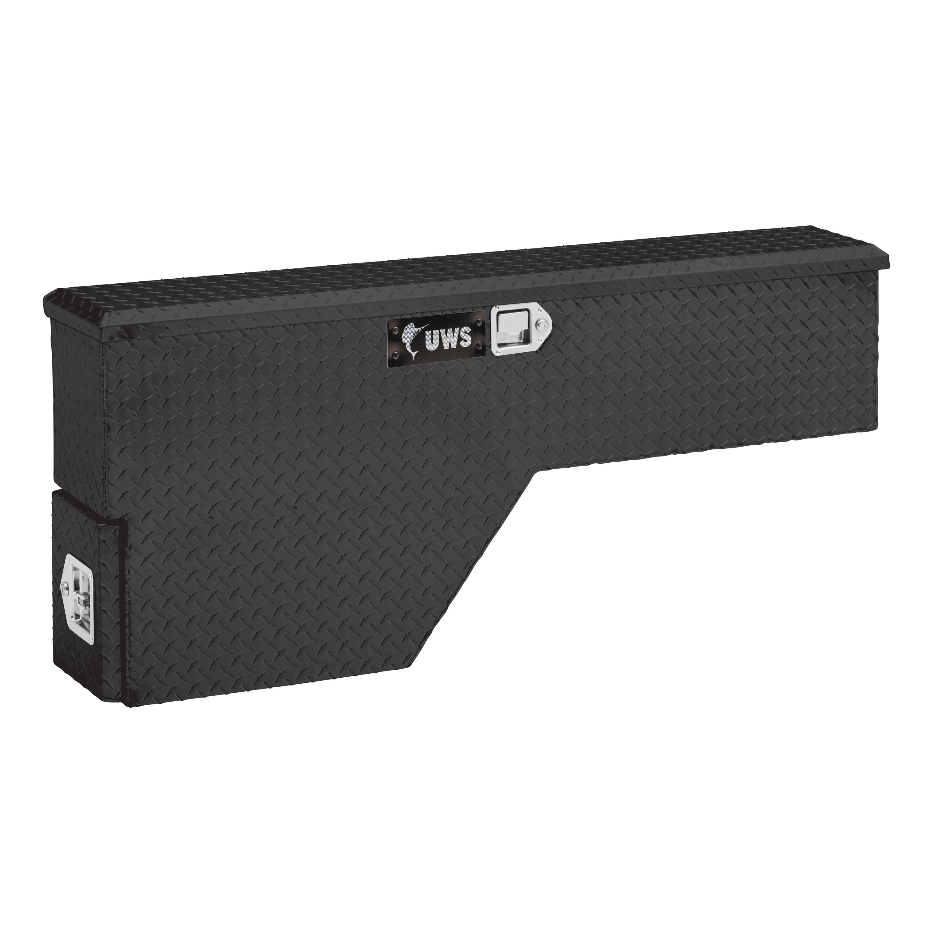 Caja de herramientas lateral para camioneta de aluminio negro brillante UWS de 48.000 pulgadas x 8.750 pulgadas x 24.625 pulgadas