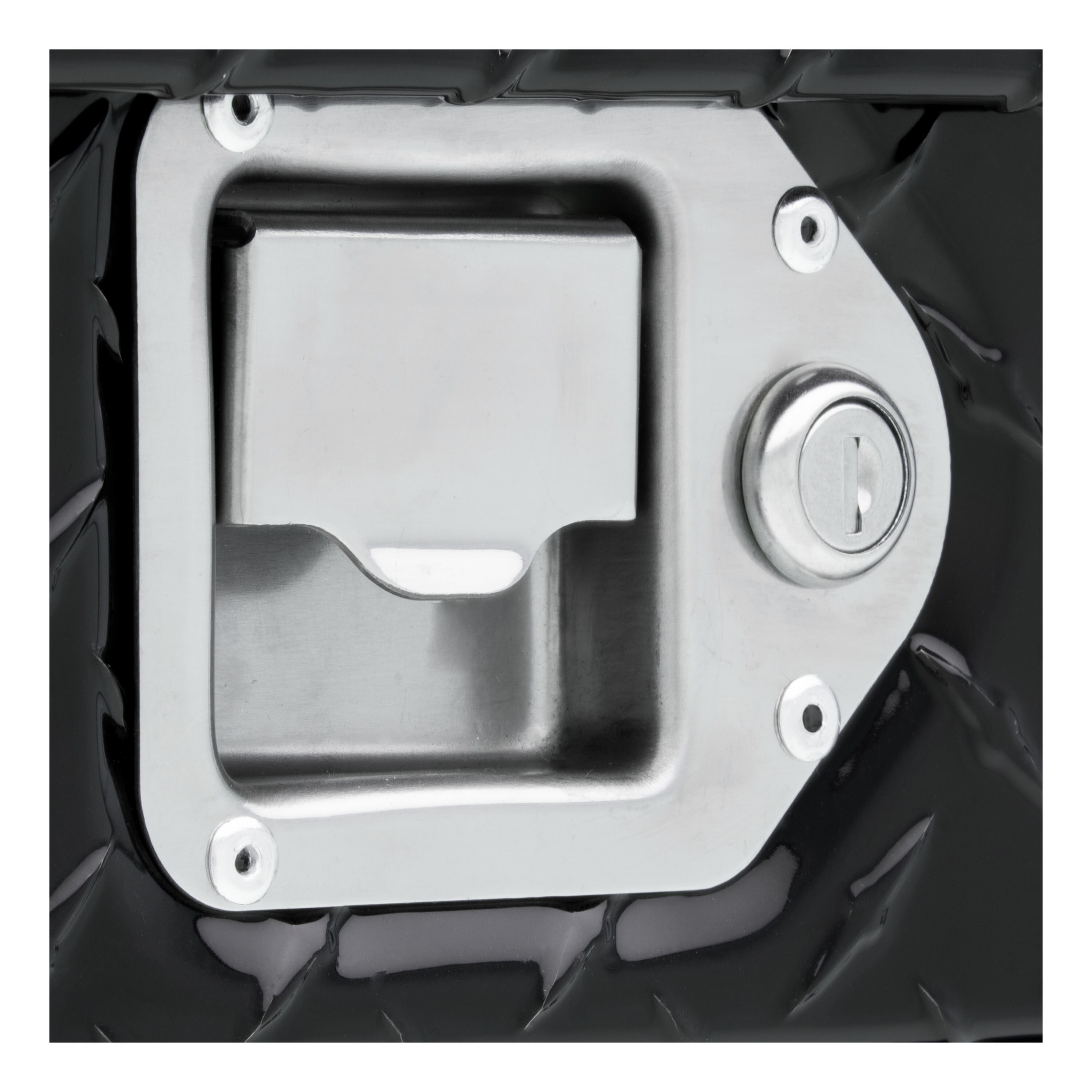 Caja de herramientas lateral para camioneta de aluminio negro brillante UWS de 48.000 pulgadas x 8.750 pulgadas x 24.625 pulgadas