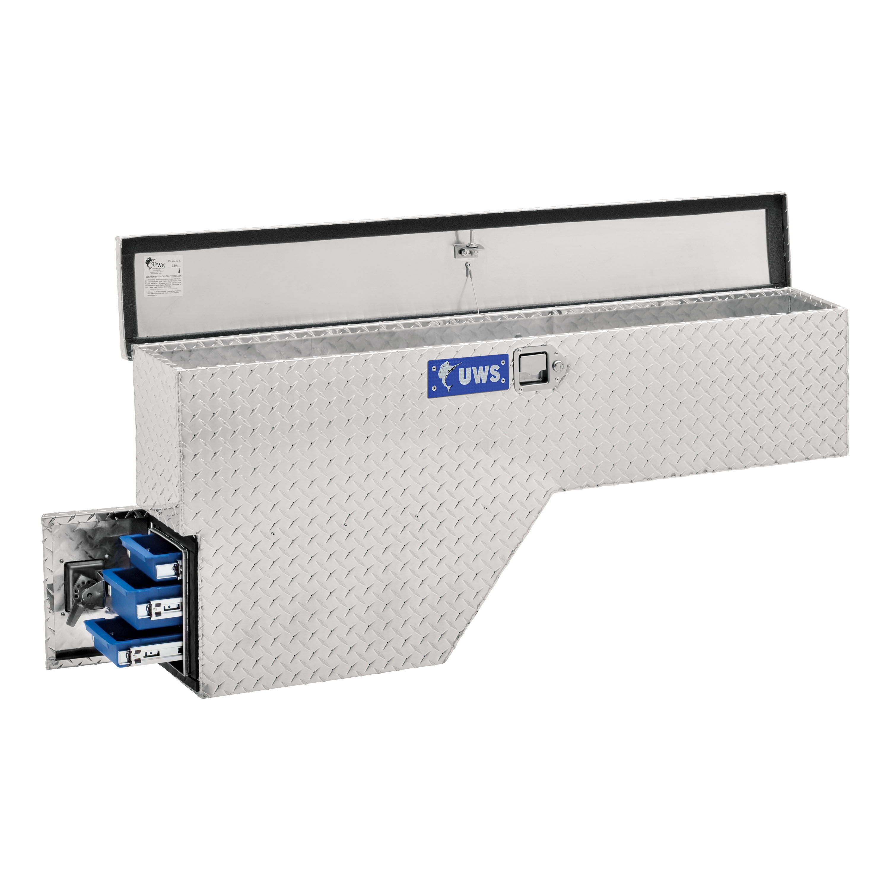 Caja de herramientas lateral de aluminio brillante para camión de montaje lateral de aluminio UWS 48.000 pulgadas x 8.750 pulgadas x 24.625 pulgadas EC30021