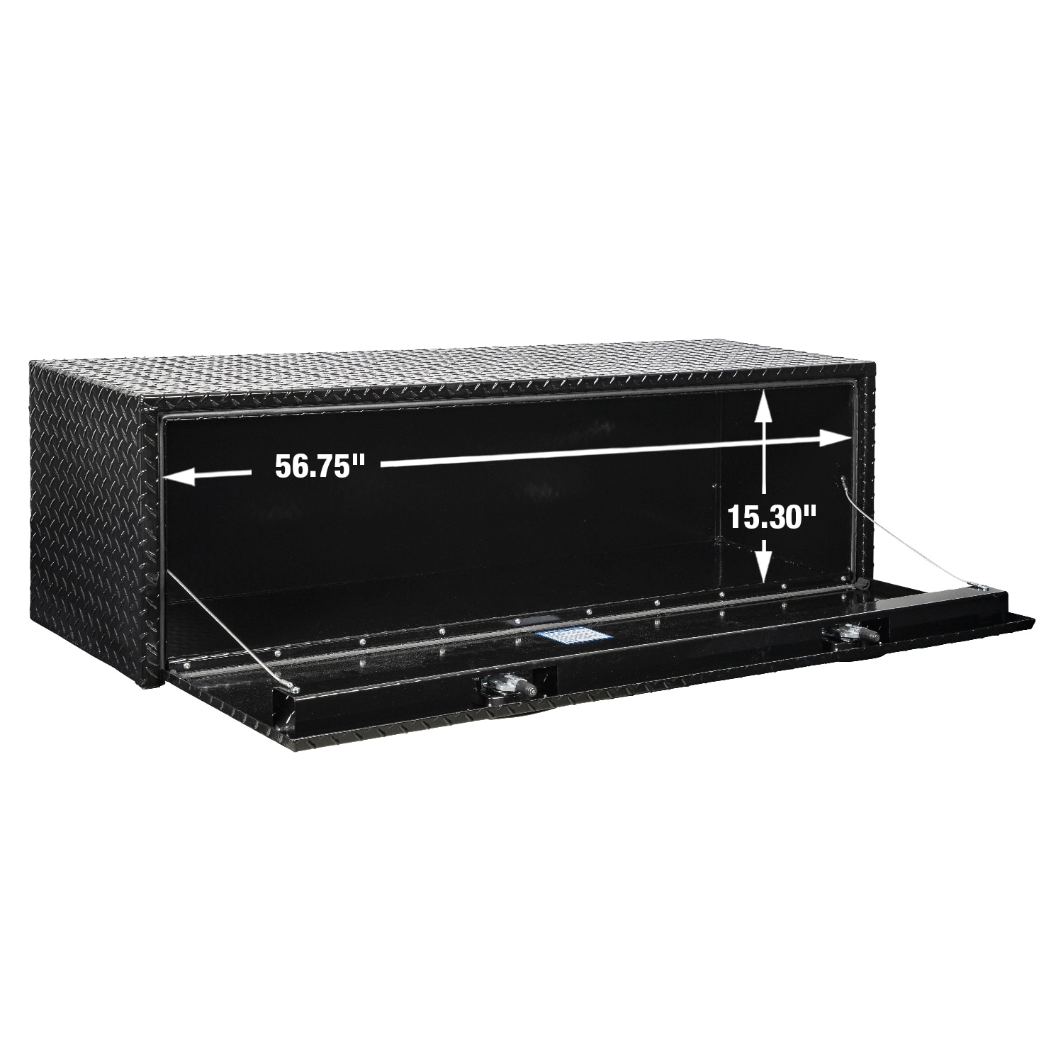Caja de herramientas para camión de aluminio con patrón de diamante en color negro de 60 pulgadas x 18 pulgadas x 18 pulgadas