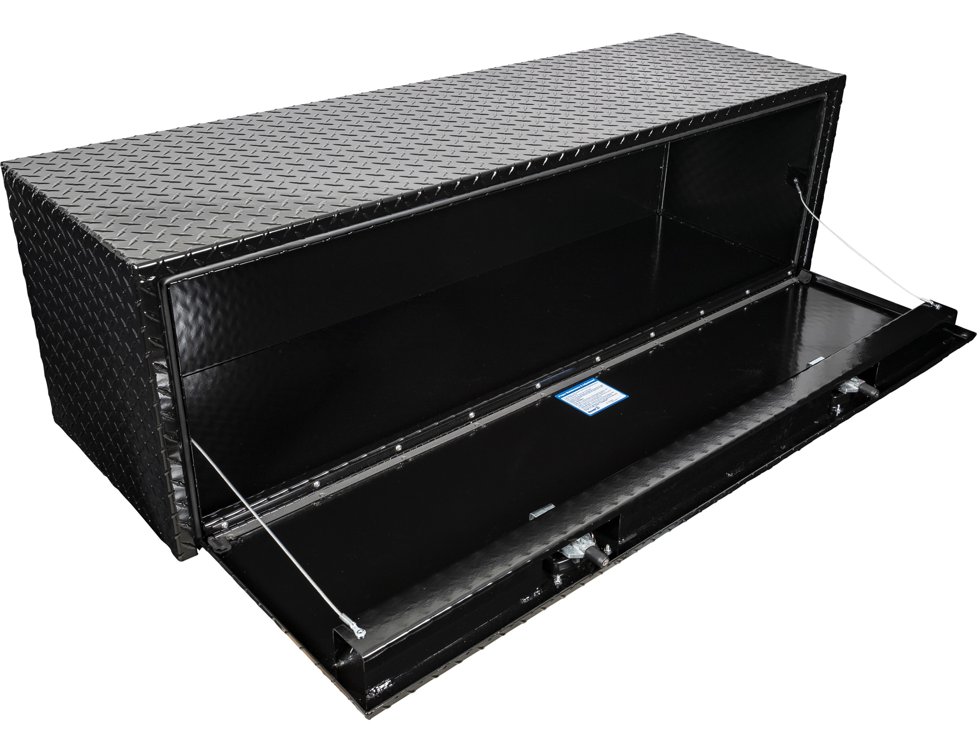 Caja de herramientas para camión de aluminio con patrón de diamante en color negro de 60 pulgadas x 18 pulgadas x 18 pulgadas