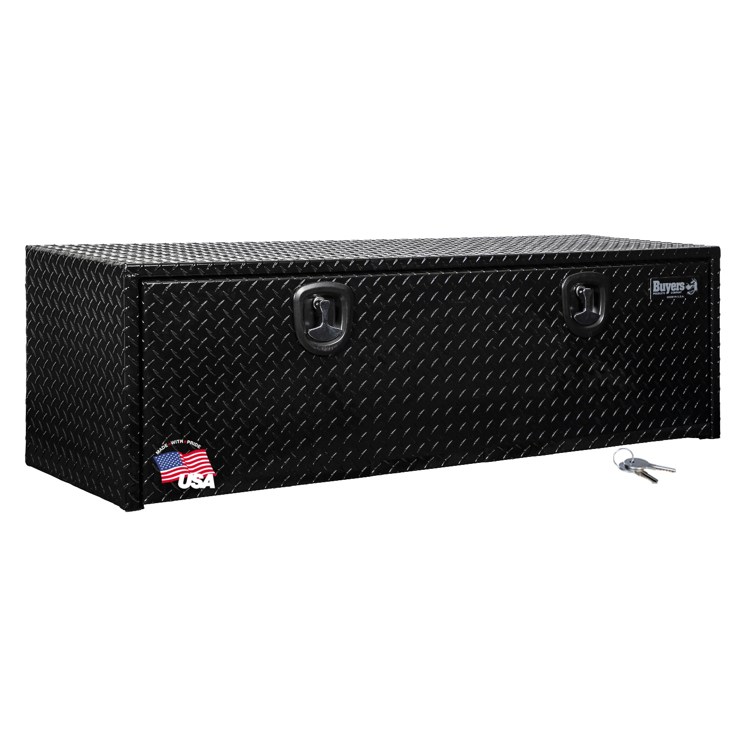 Caja de herramientas para camión de aluminio con patrón de diamante en color negro de 60 pulgadas x 18 pulgadas x 18 pulgadas
