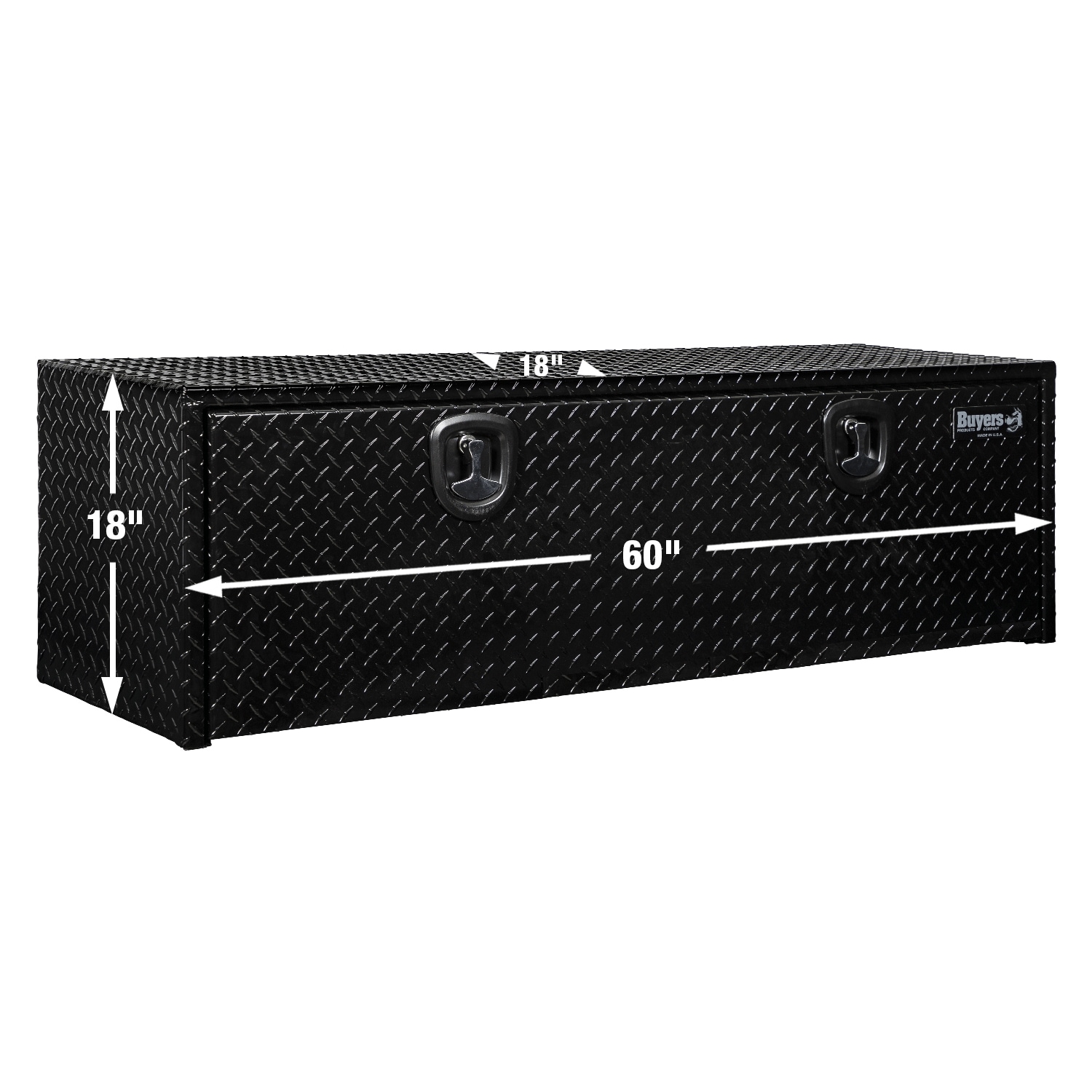Caja de herramientas para camión de aluminio con patrón de diamante en color negro de 60 pulgadas x 18 pulgadas x 18 pulgadas