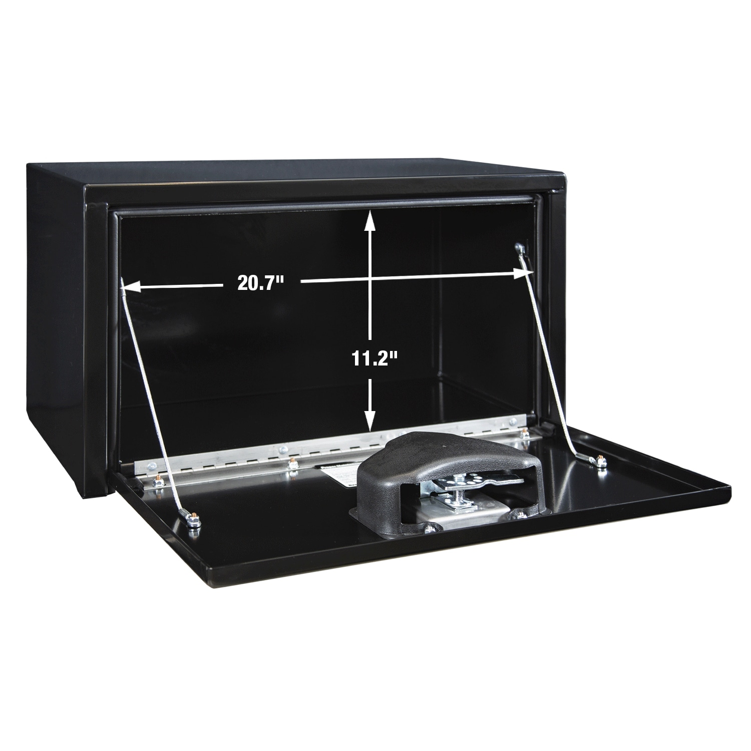 Caja de herramientas para camiones de acero negro debajo del cuerpo de 24 pulgadas x 12 pulgadas x 14 pulgadas de Buyers Products 1703350.