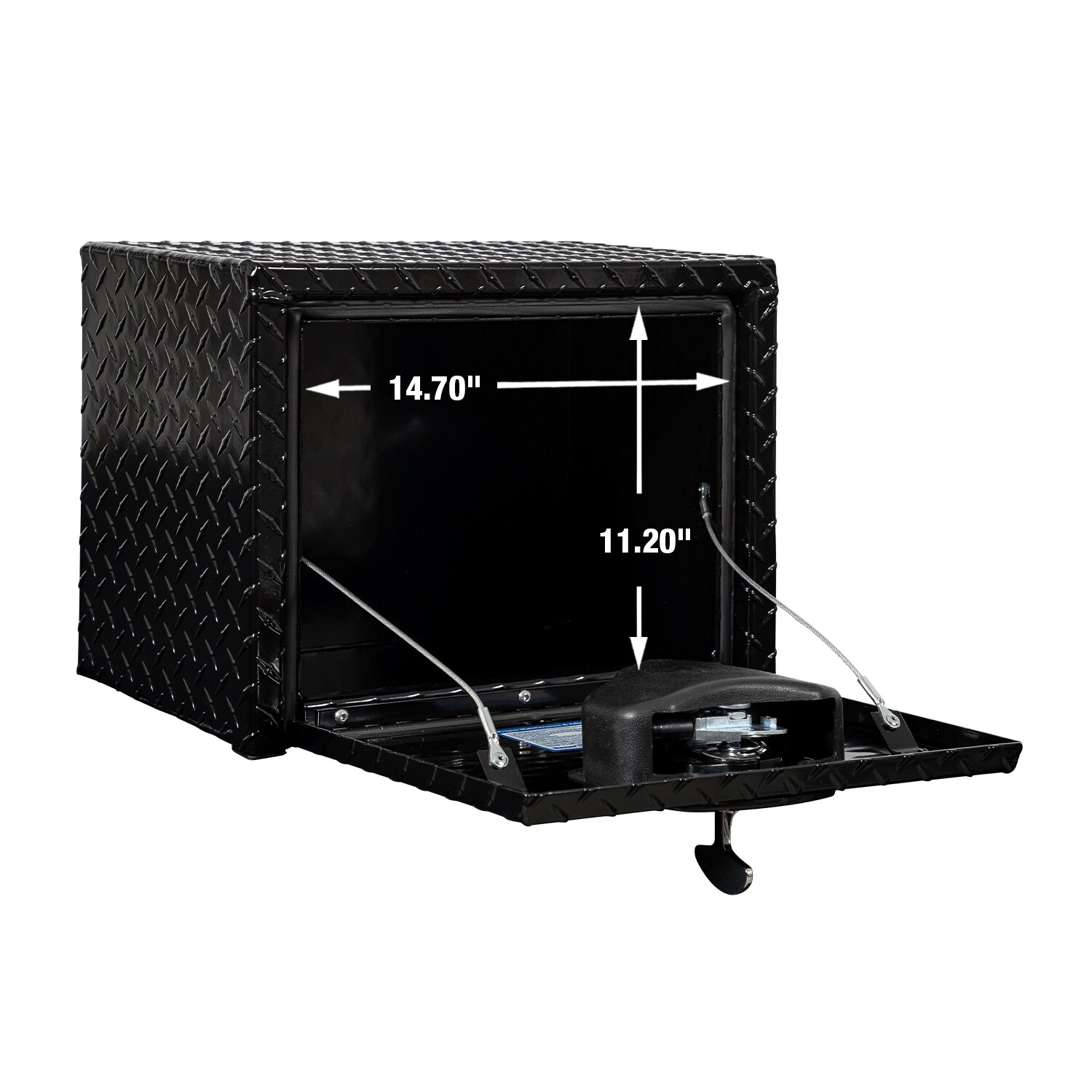 Caja de herramientas para camión, debajo del cuerpo, de aluminio negro con textura de diamante de 18 x 12 x 14 pulgadas de Buyers Products